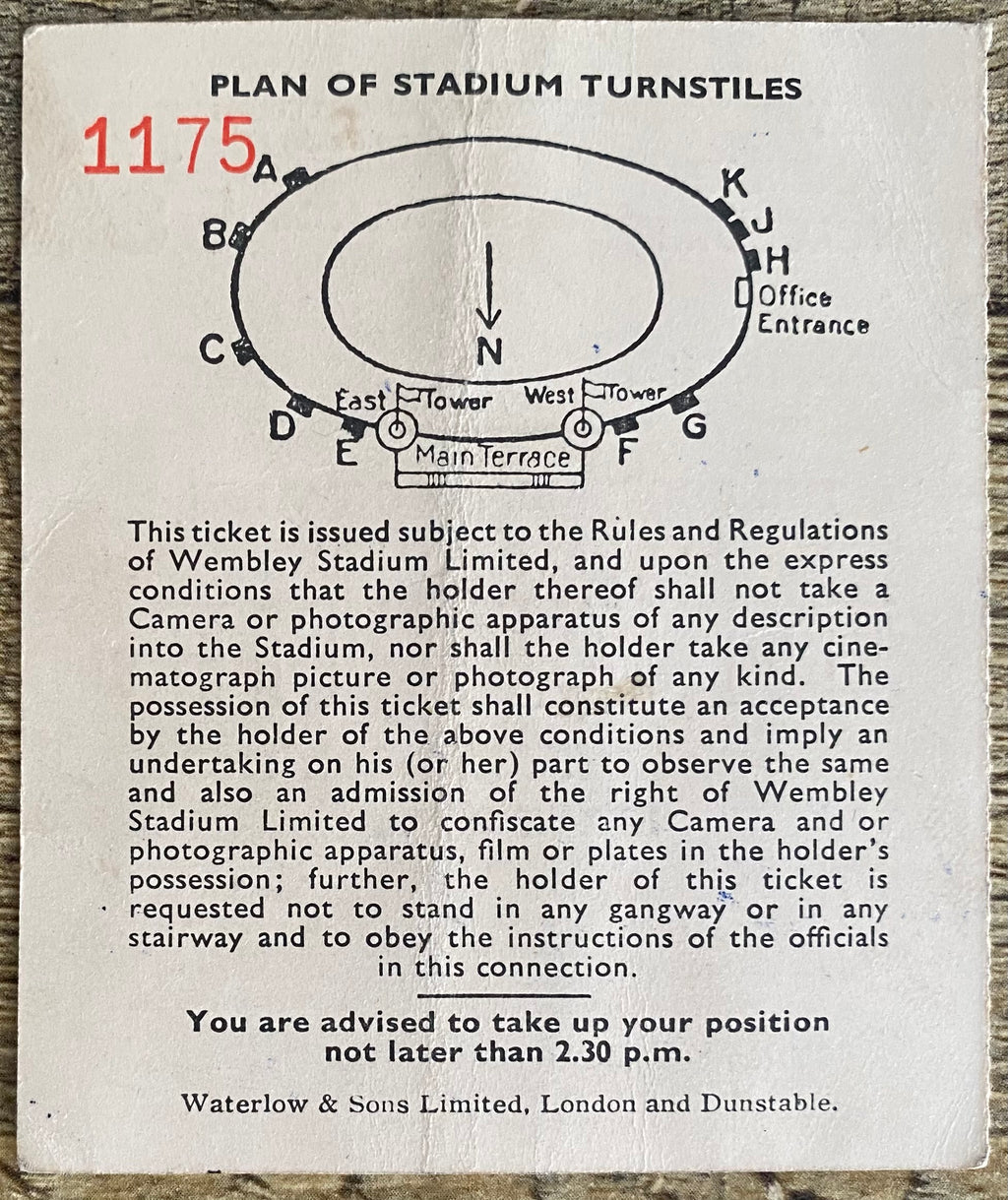 1953 ORIGINAL FA CUP FINAL TICKET BLACKPOOL V BOLTON WANDERERS