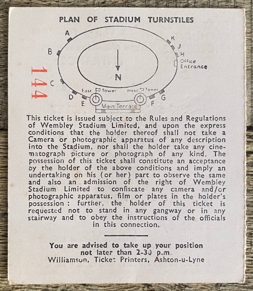 1962 ORIGINAL FA CUP FINAL TICKET TOTTENHAM HOTSPUR V BURNLEY