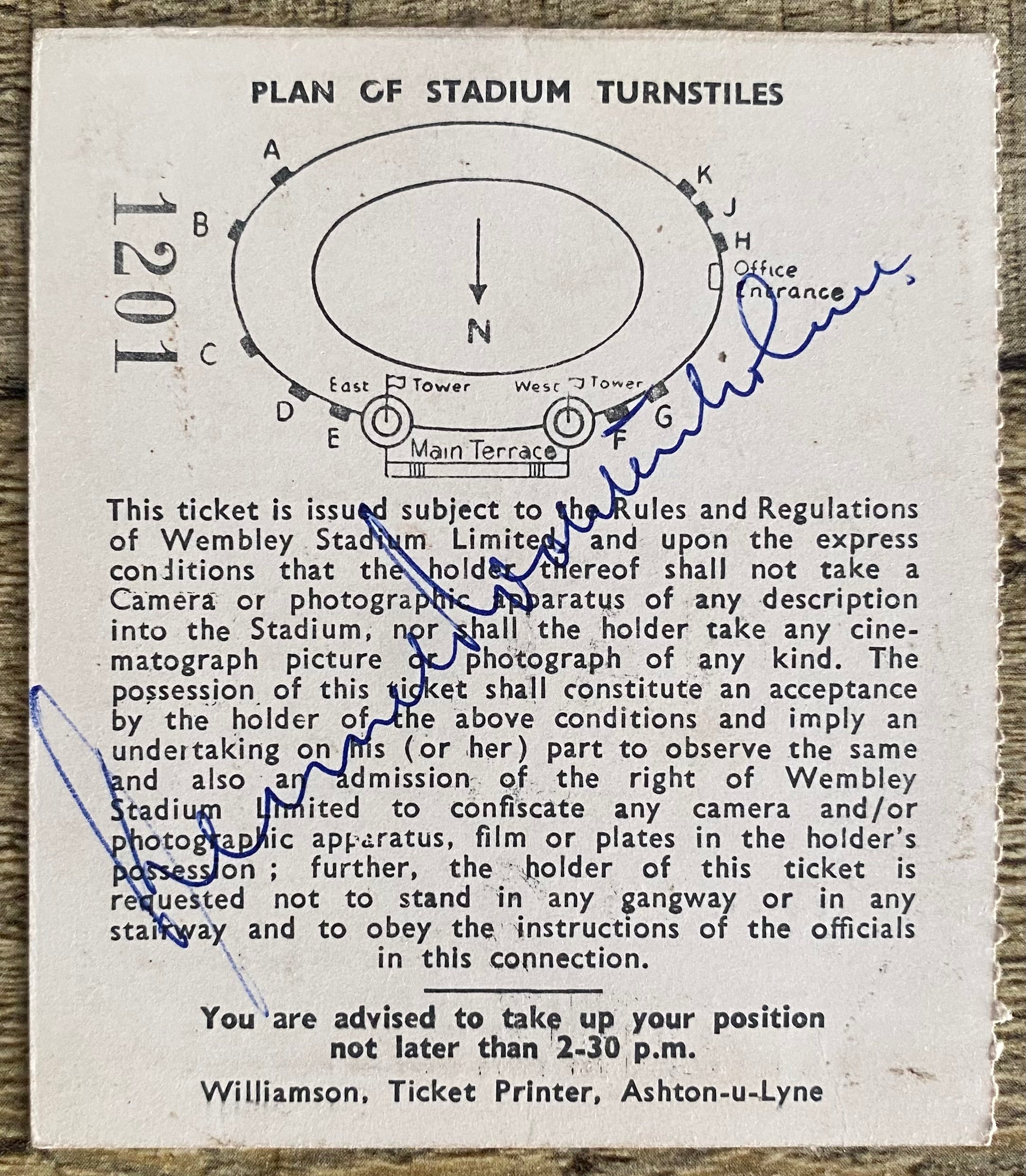 1959 ORIGINAL FA CUP FINAL TICKET LUTON TOWN V NOTTINGHAM FOREST