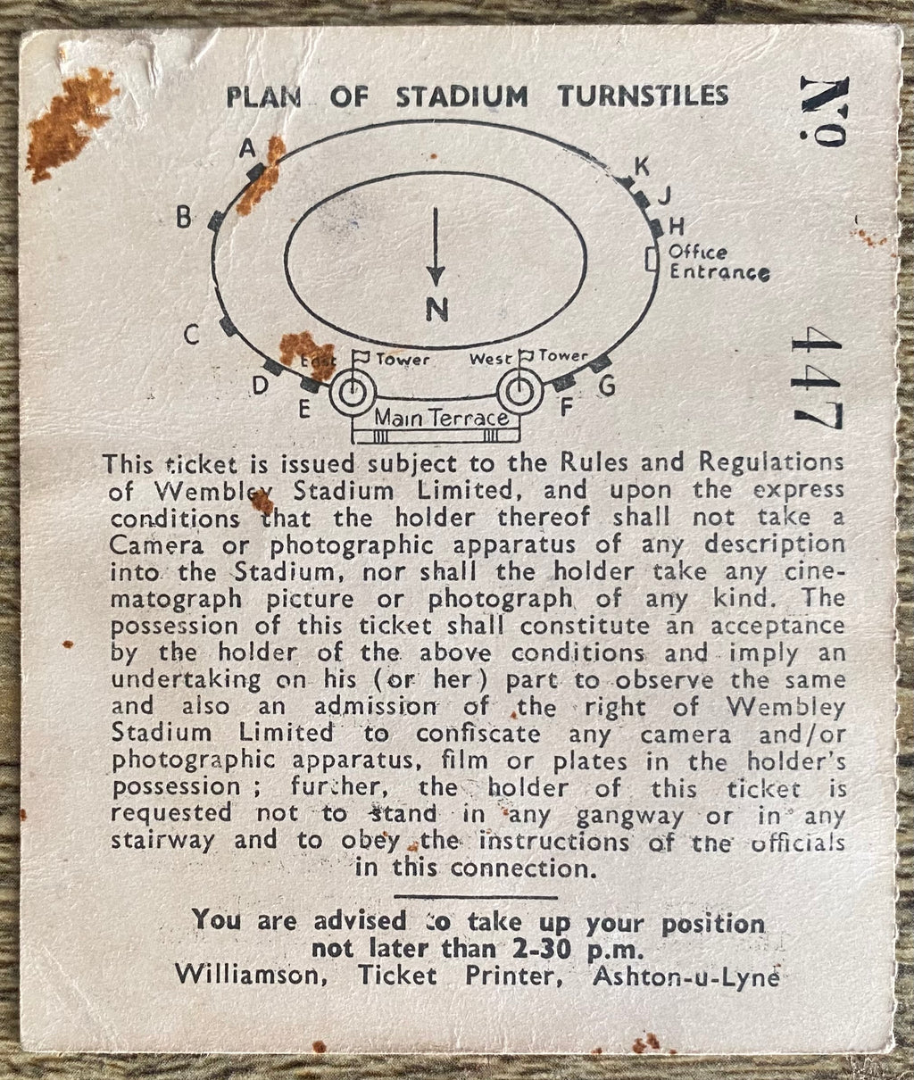 1957 ORIGINAL FA CUP FINAL TICKET MANCHESTER UNITED V ASTON VILLA