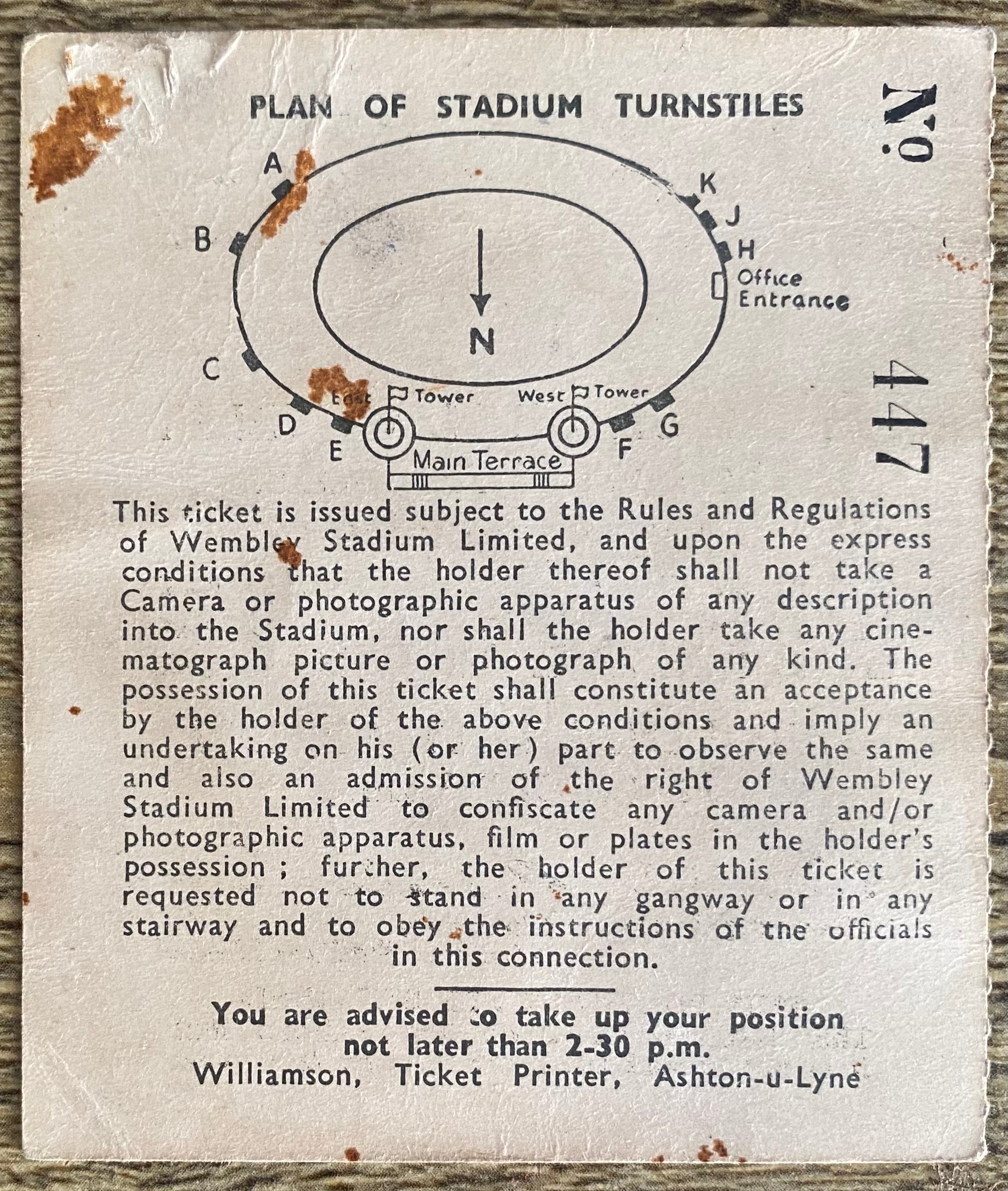 1957 ORIGINAL FA CUP FINAL TICKET MANCHESTER UNITED V ASTON VILLA