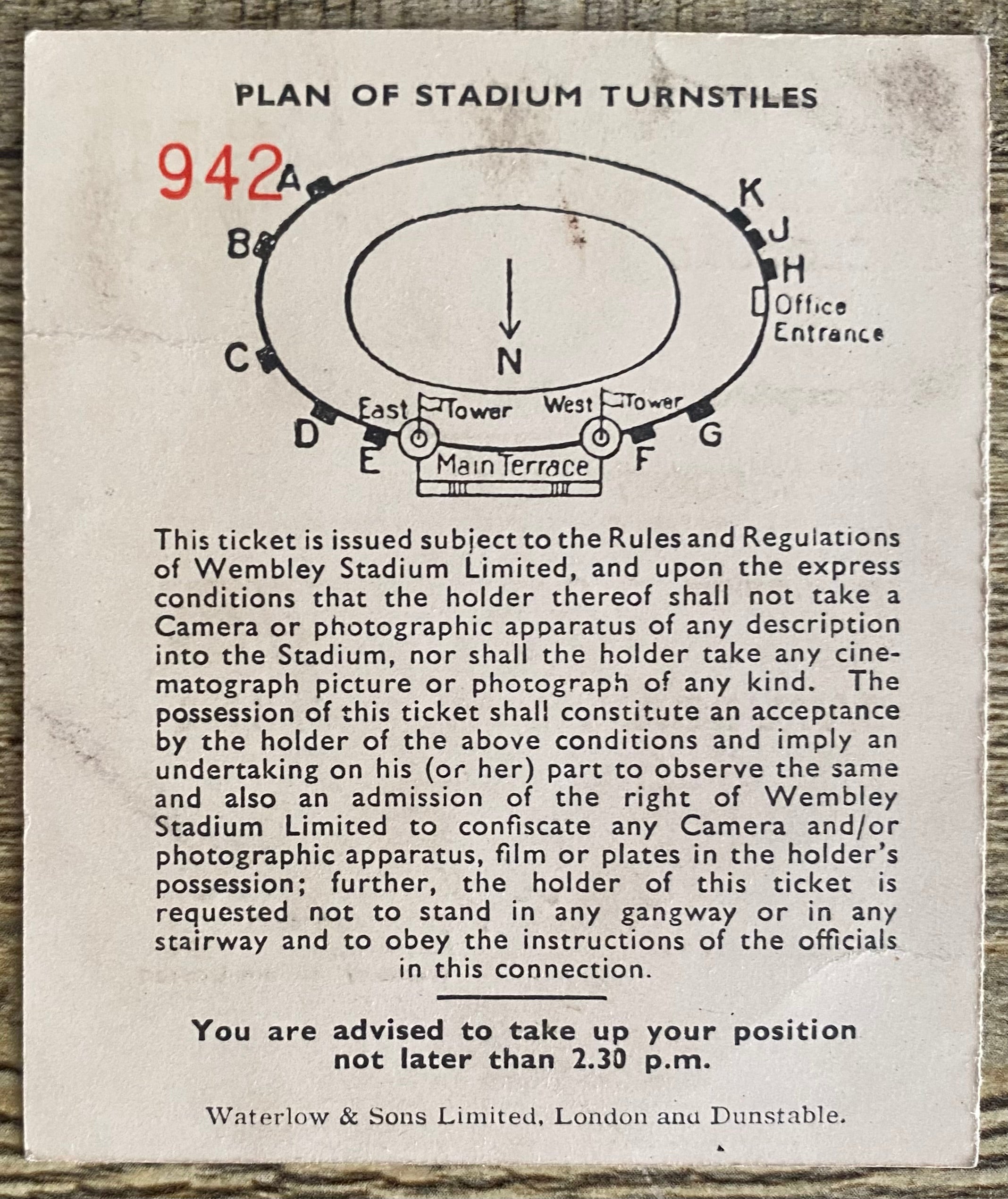 1952 ORIGINAL FA CUP FINAL TICKET NEWCASTLE UNITED V ARSENAL
