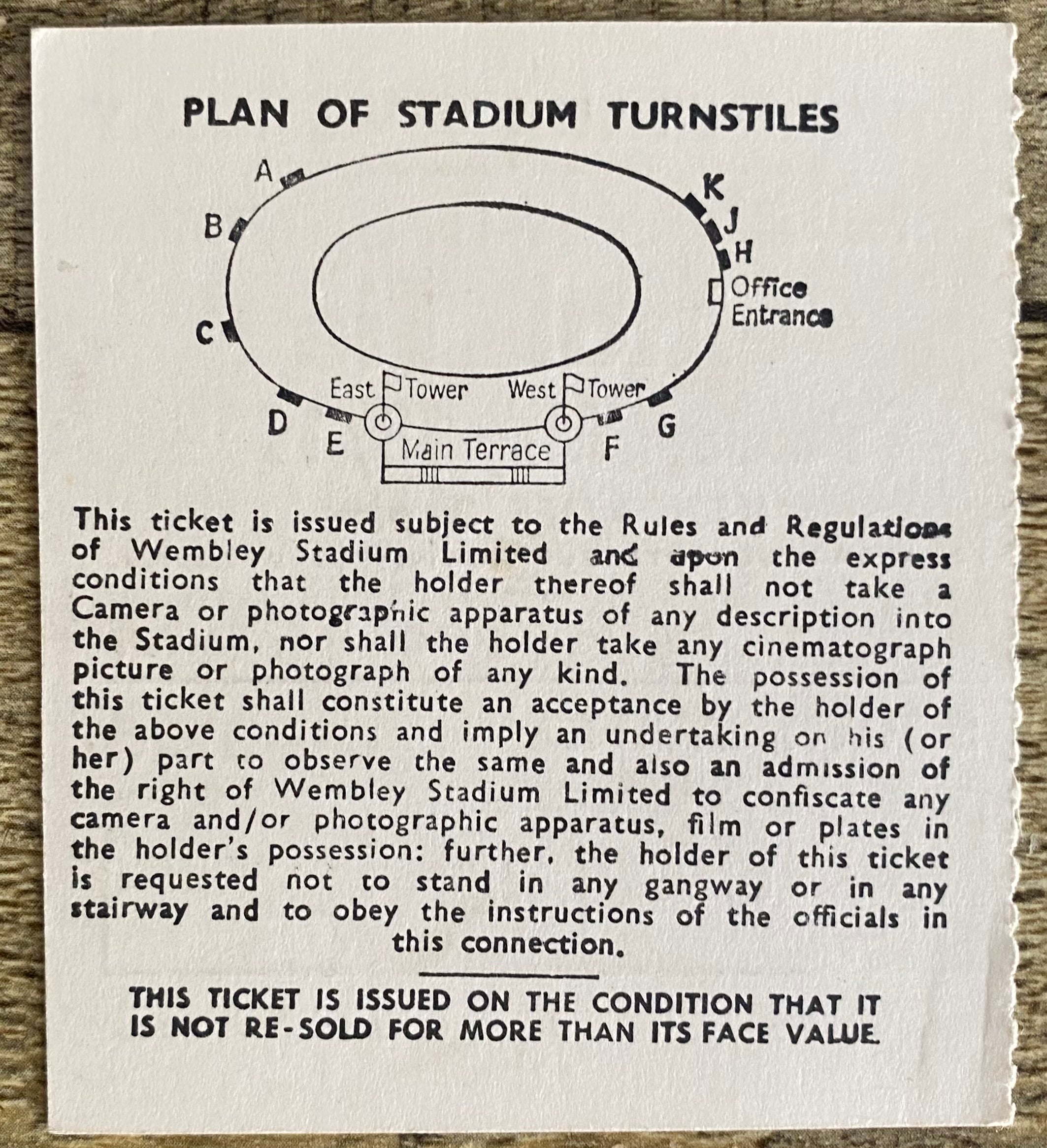 1968 ORIGINAL FA CUP FINAL TICKET WEST BROMWICH ALBION V EVERTON