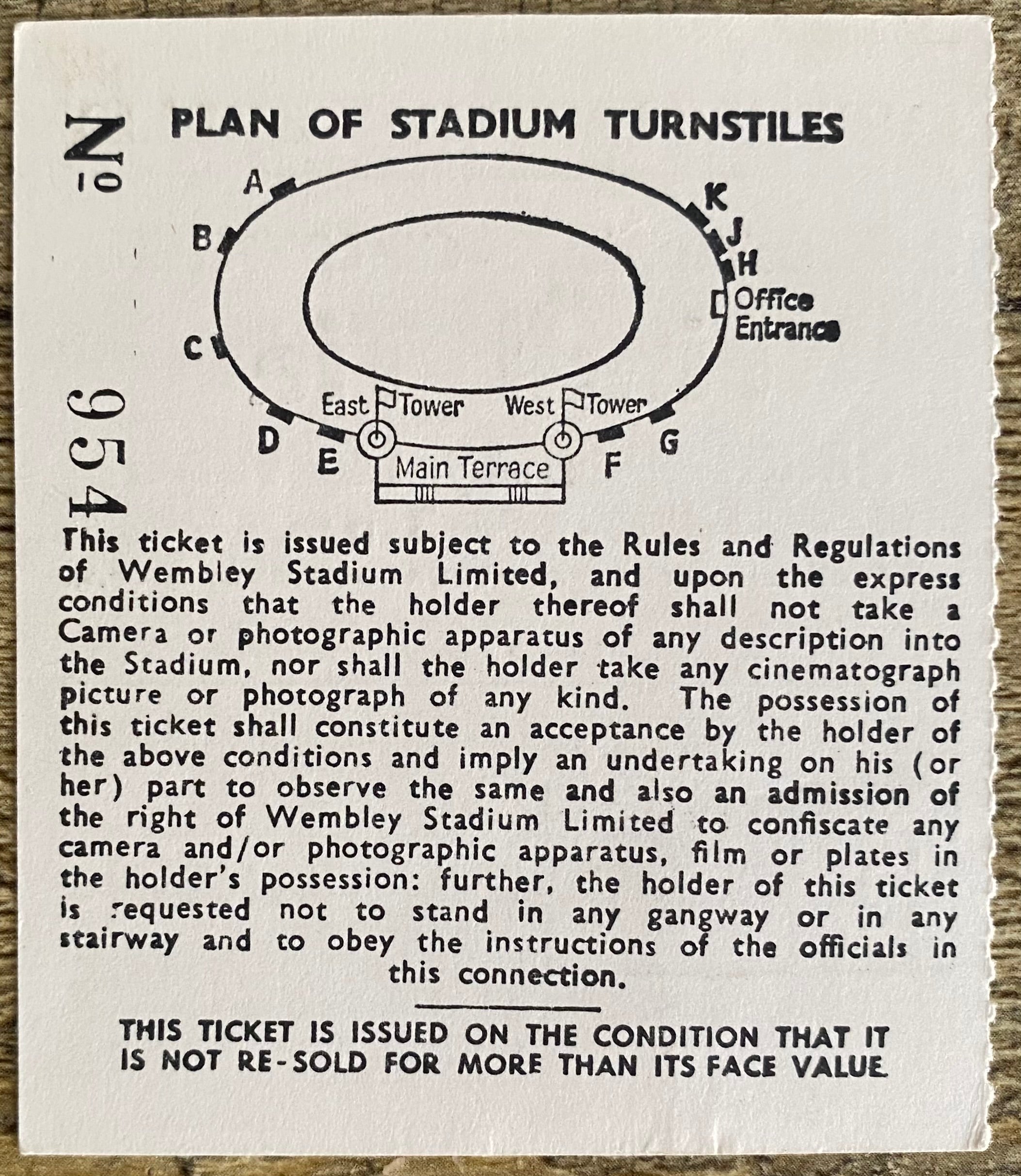 1968 ORIGINAL FA CUP FINAL TICKET WEST BROMWICH ALBION V EVERTON