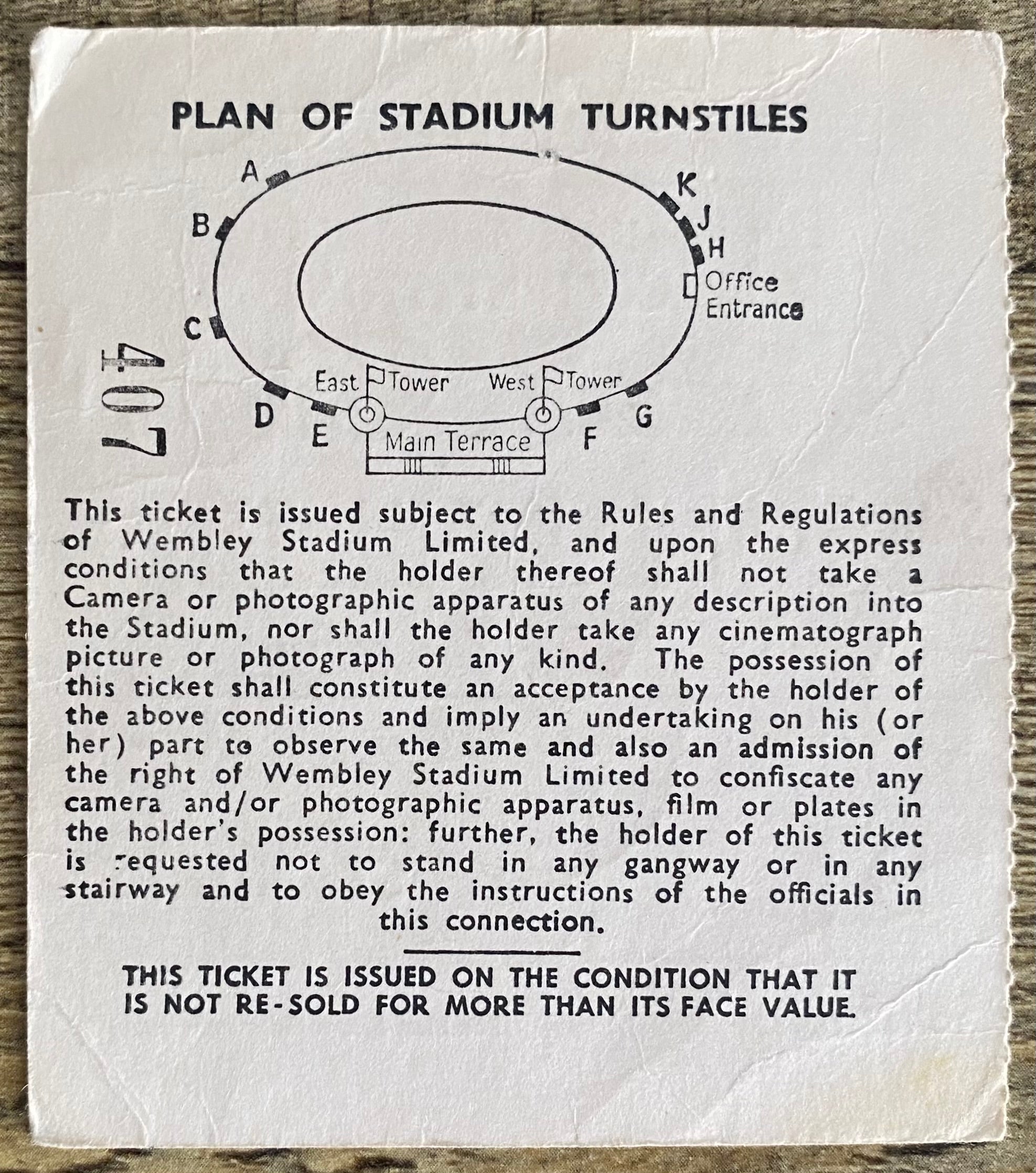 1967 ORIGINAL FA CUP FINAL TICKET TOTTENHAM HOTSPUR V CHELSEA