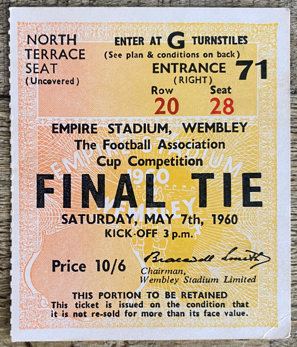 1960 ORIGINAL FA CUP FINAL TICKET BLACKBURN ROVERS V WOLVERHAMPTON WANDERERS