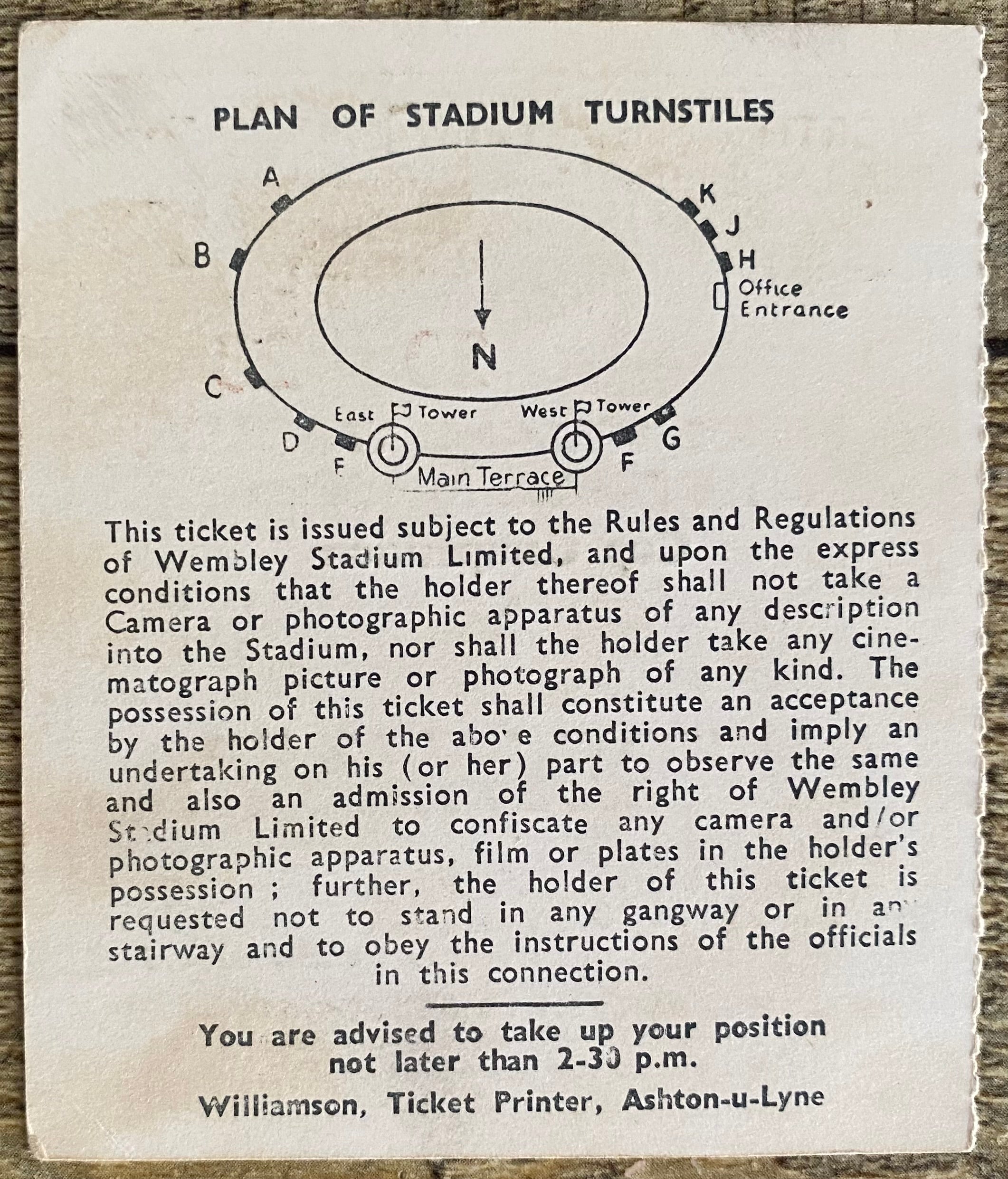 1960 ORIGINAL FA CUP FINAL TICKET BLACKBURN ROVERS V WOLVERHAMPTON WANDERERS