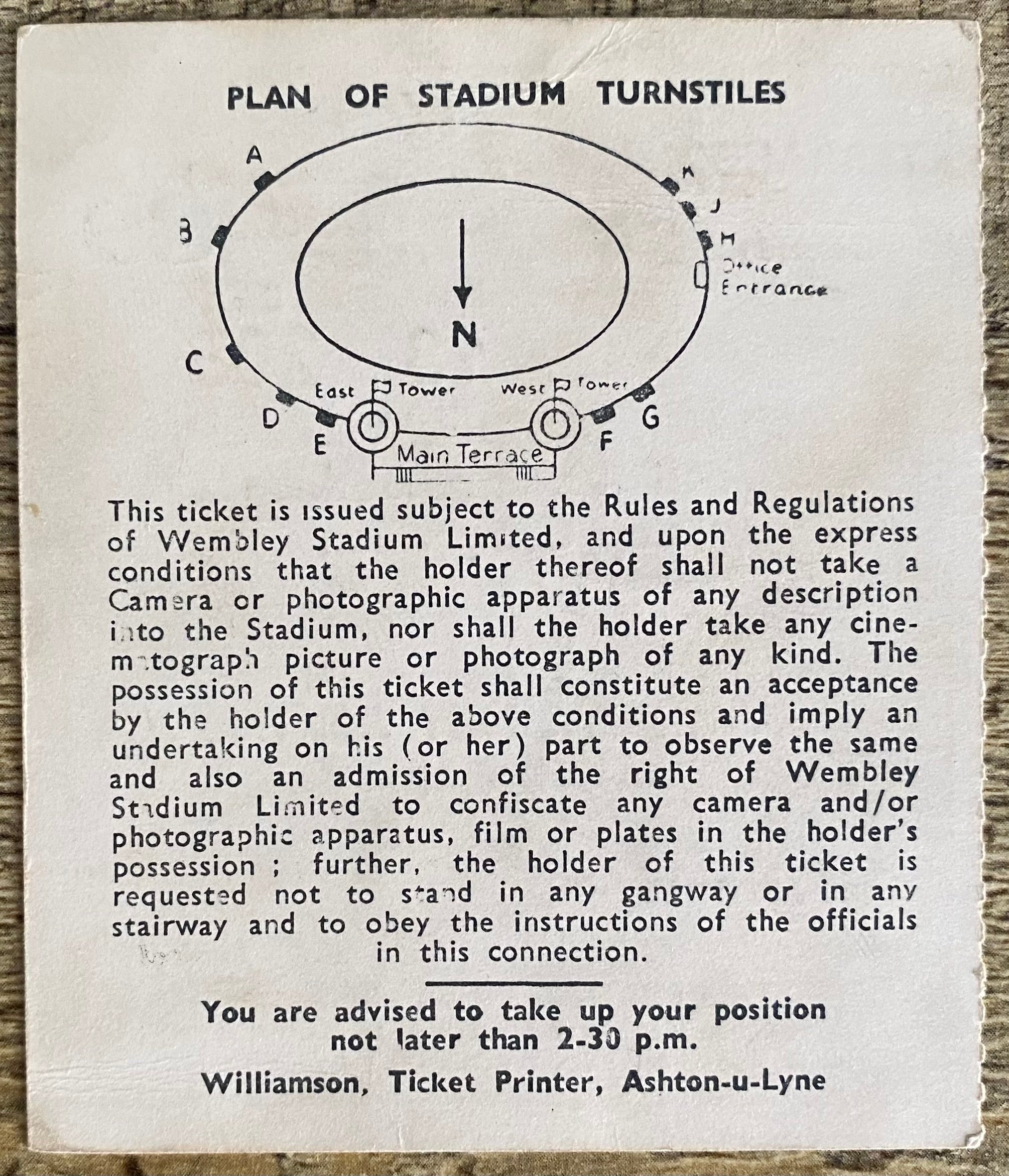 1960 ORIGINAL FA CUP FINAL TICKET BLACKBURN ROVERS V WOLVERHAMPTON WANDERERS