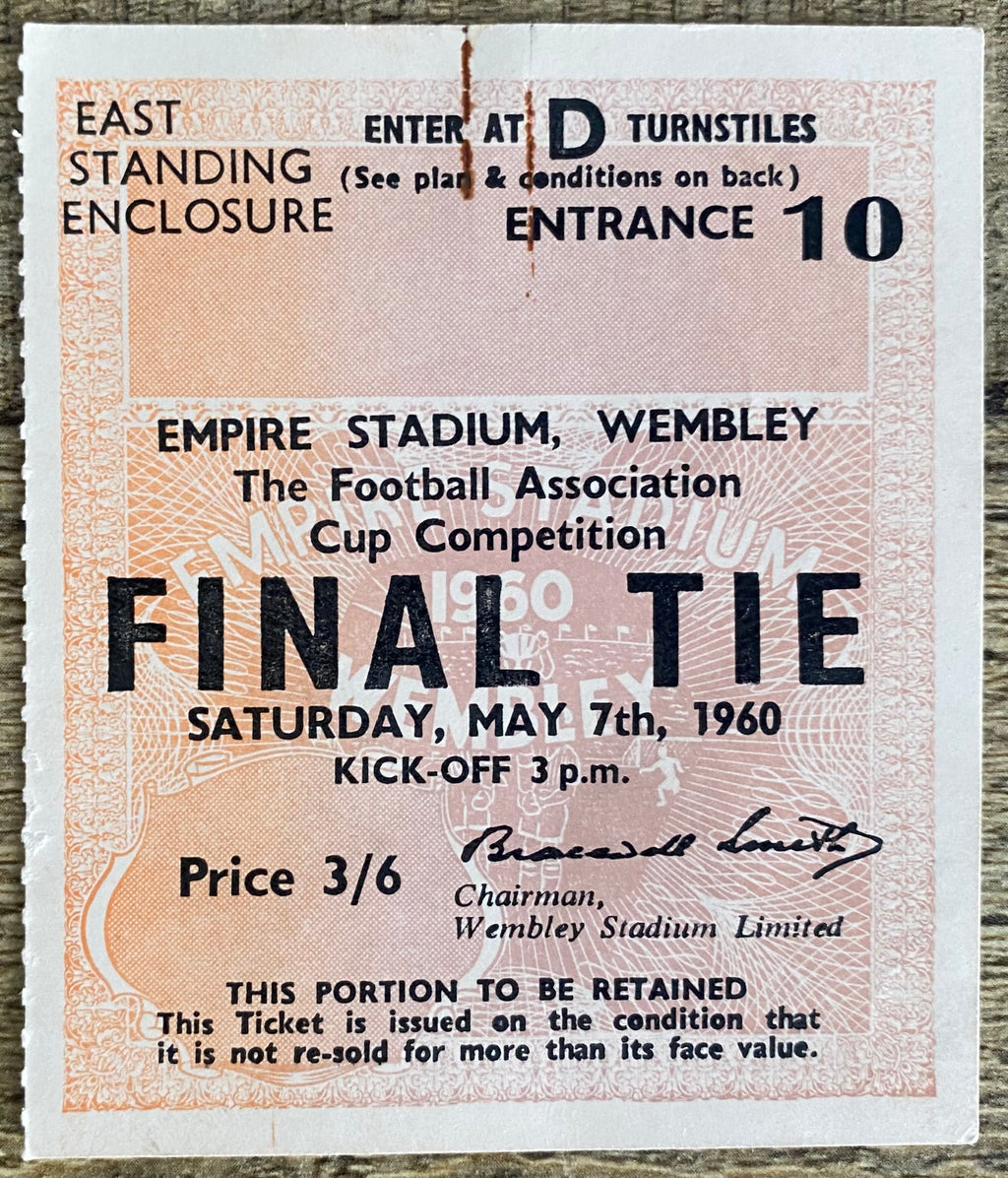 1960 ORIGINAL FA CUP FINAL TICKET BLACKBURN ROVERS V WOLVERHAMPTON WANDERERS