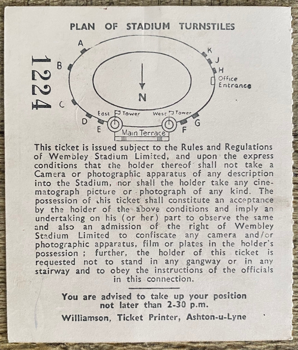 1960 ORIGINAL FA CUP FINAL TICKET BLACKBURN ROVERS V WOLVERHAMPTON WANDERERS