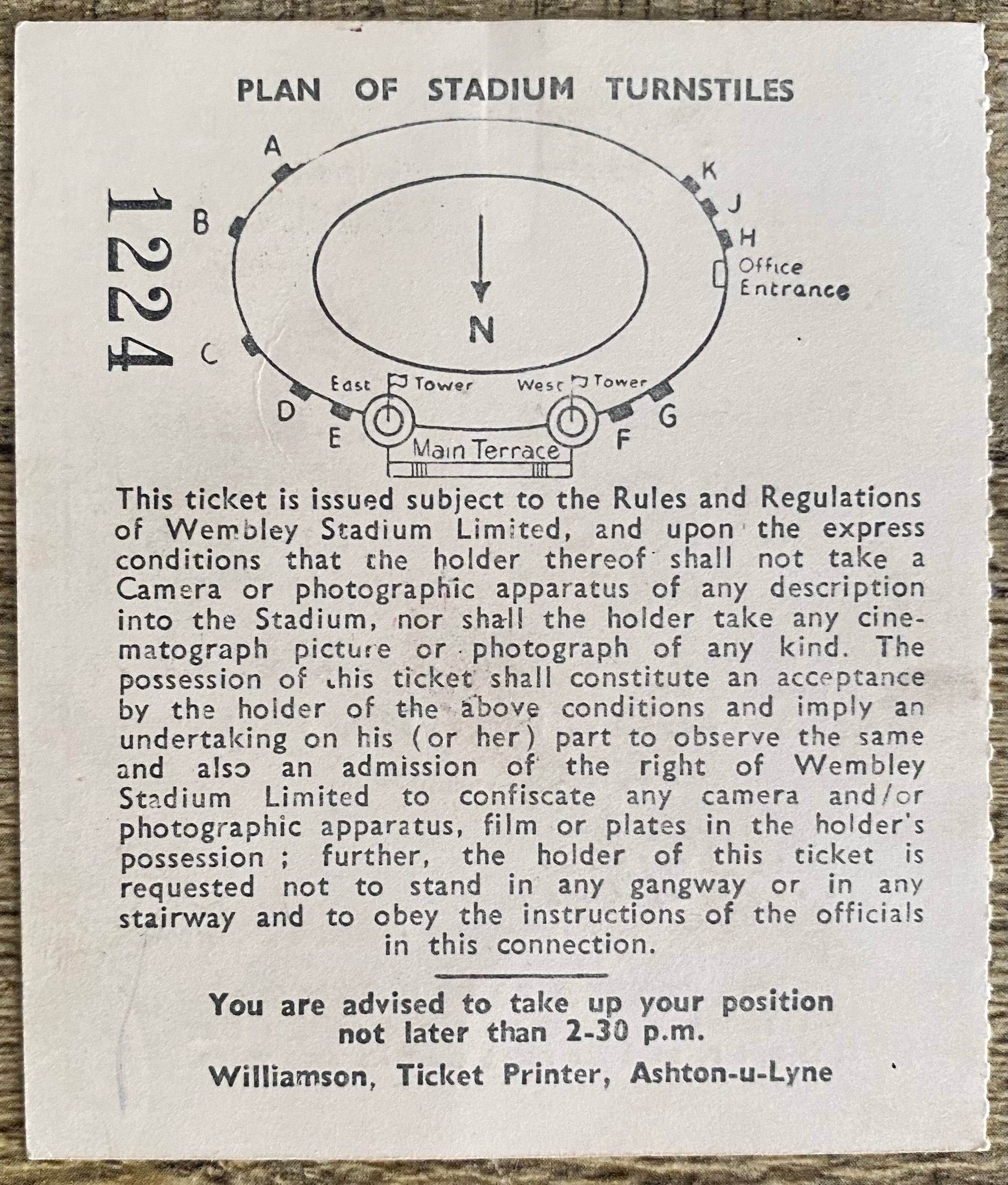 1960 ORIGINAL FA CUP FINAL TICKET BLACKBURN ROVERS V WOLVERHAMPTON WANDERERS