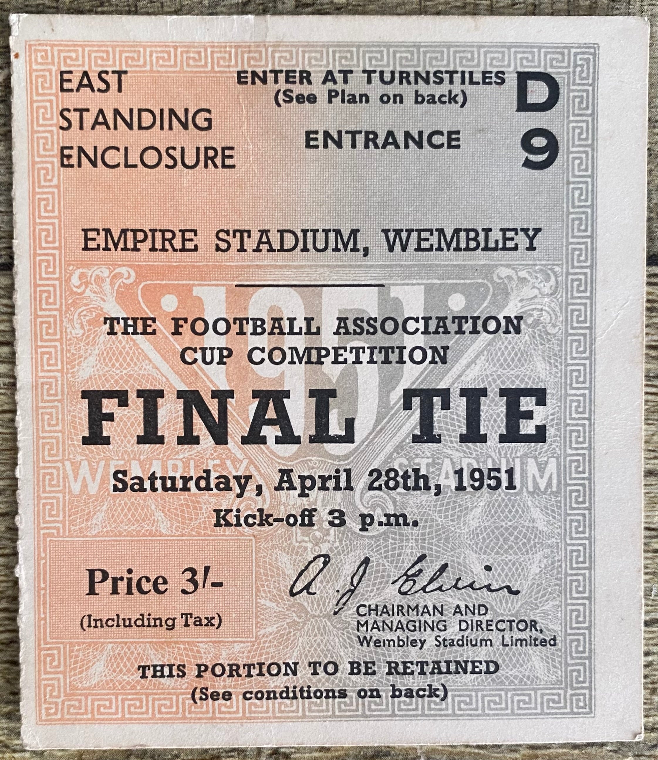1951 ORIGINAL FA CUP FINAL TICKET NEWCASTLE UNITED V BLACKPOOL