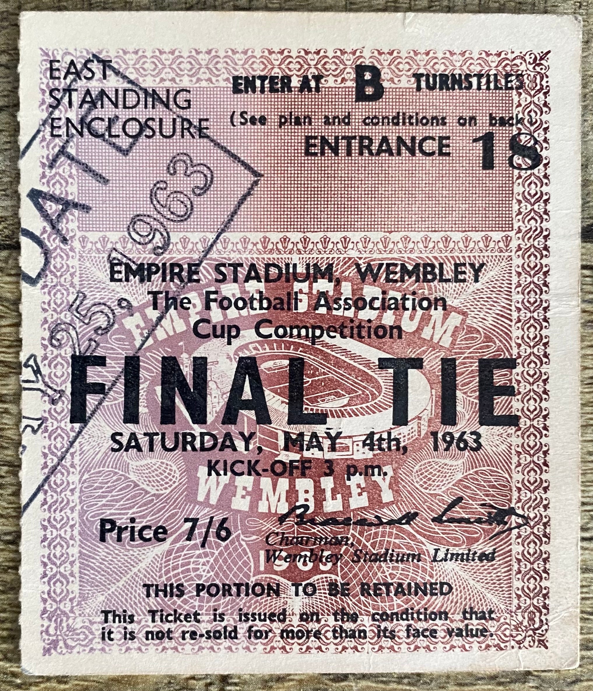 1963 ORIGINAL FA CUP FINAL TICKET MANCHESTER UNITED V LEICESTER CITY