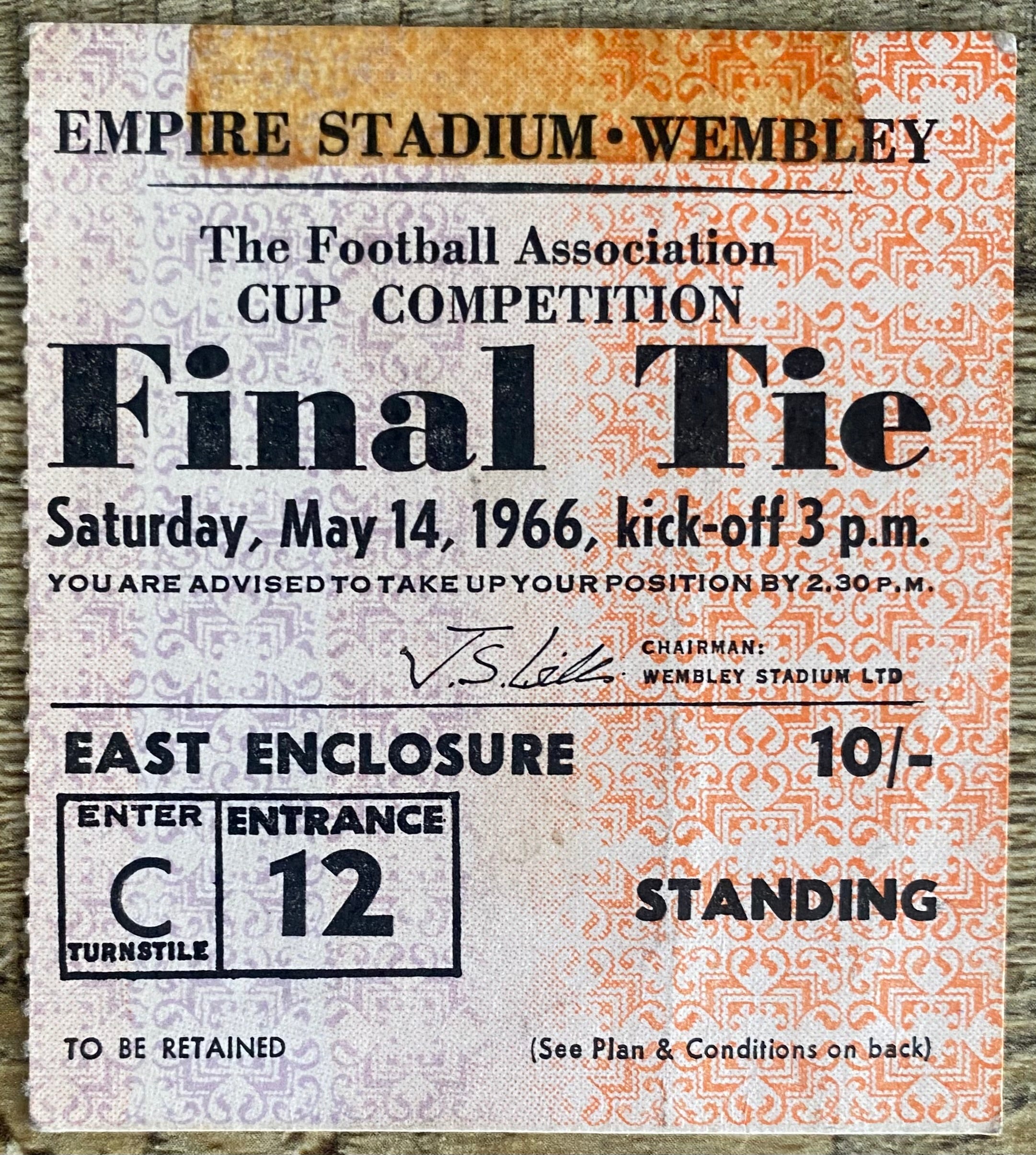 1966 ORIGINAL FA CUP FINAL TICKET SHEFFIELD WEDNESDAY V EVERTON