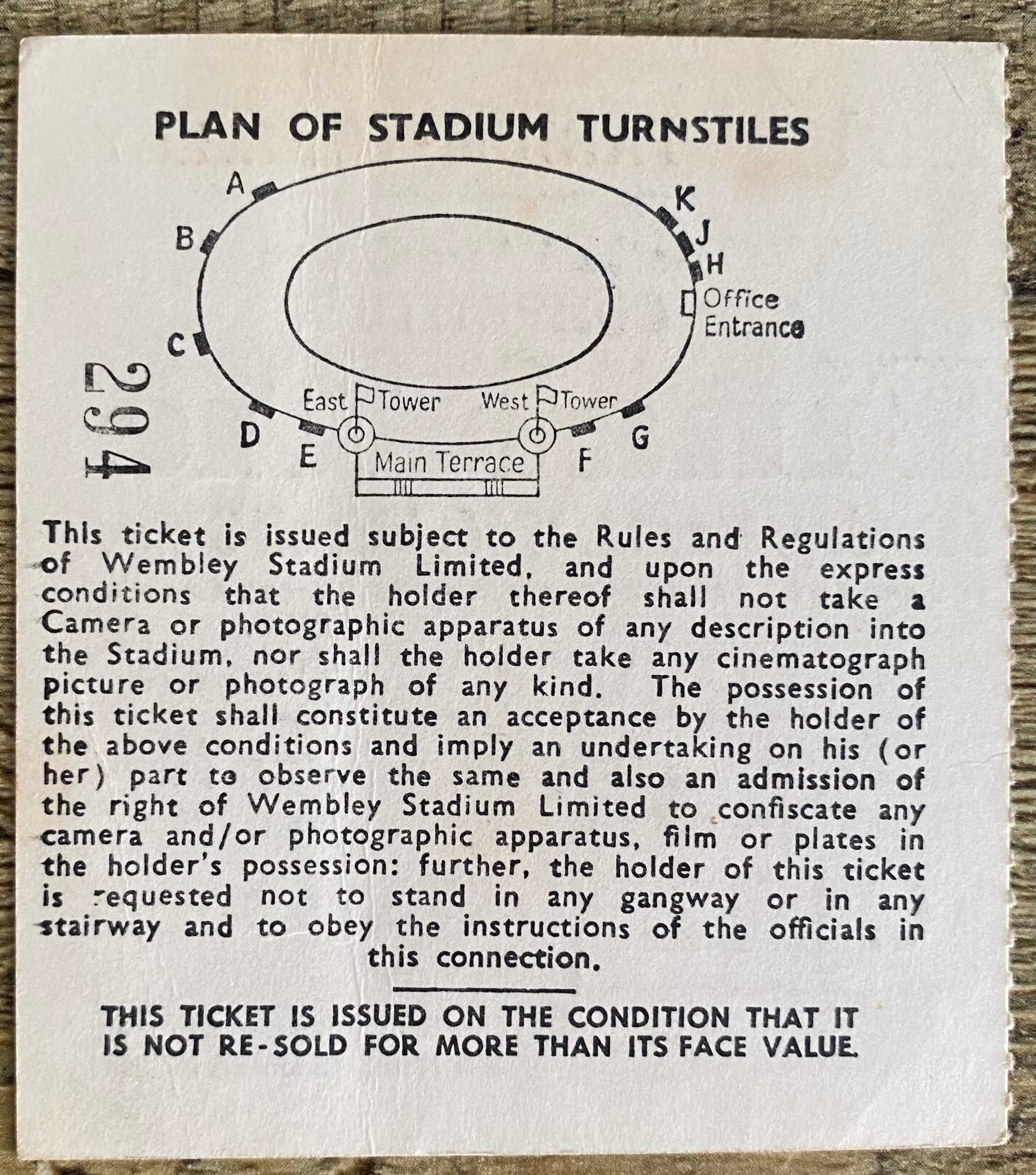 1966 ORIGINAL FA CUP FINAL TICKET SHEFFIELD WEDNESDAY V EVERTON