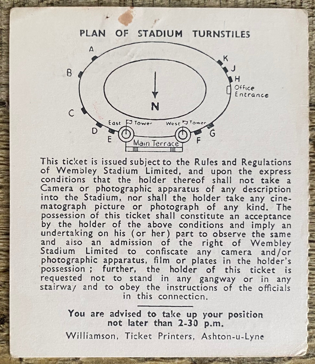 1961 ORIGINAL FA CUP FINAL TICKET TOTTENHAM HOTSPUR V LEICESTER CITY