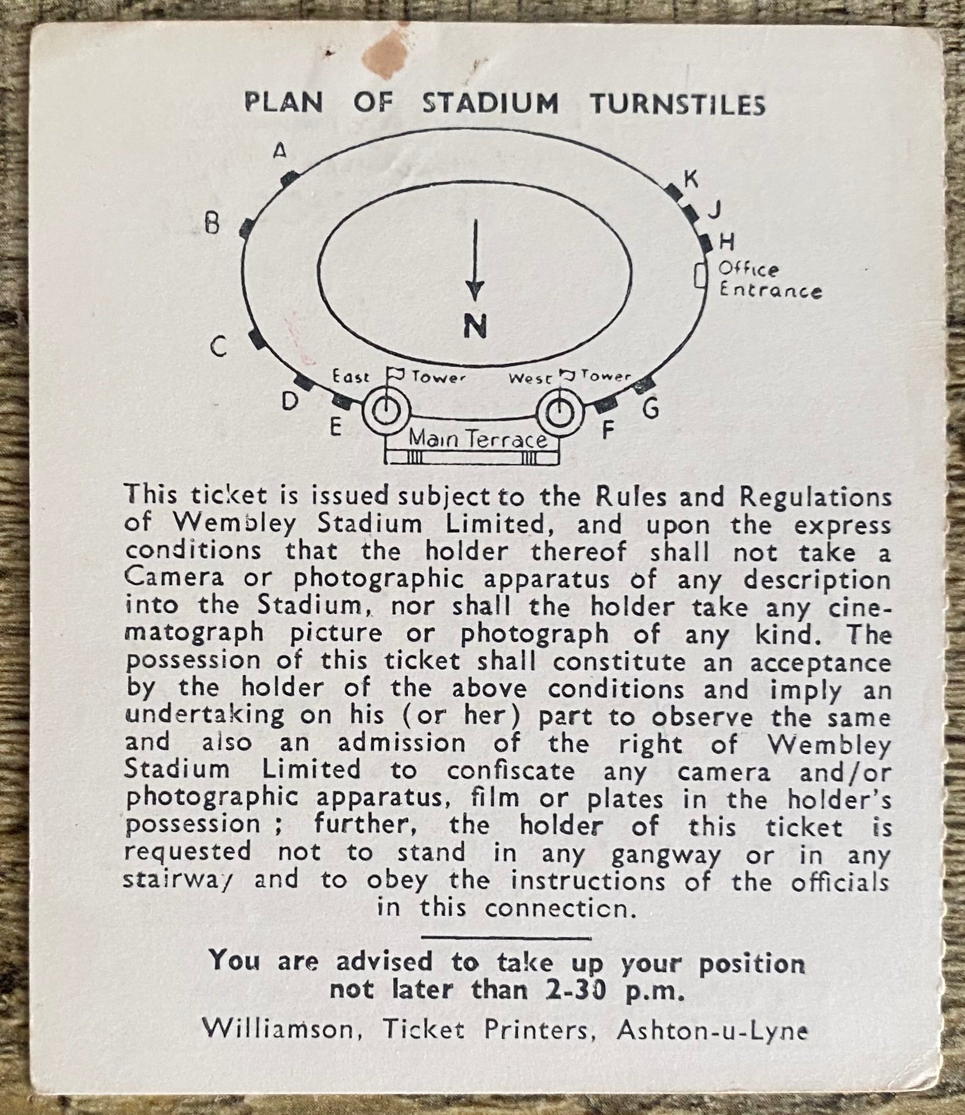 1961 ORIGINAL FA CUP FINAL TICKET TOTTENHAM HOTSPUR V LEICESTER CITY
