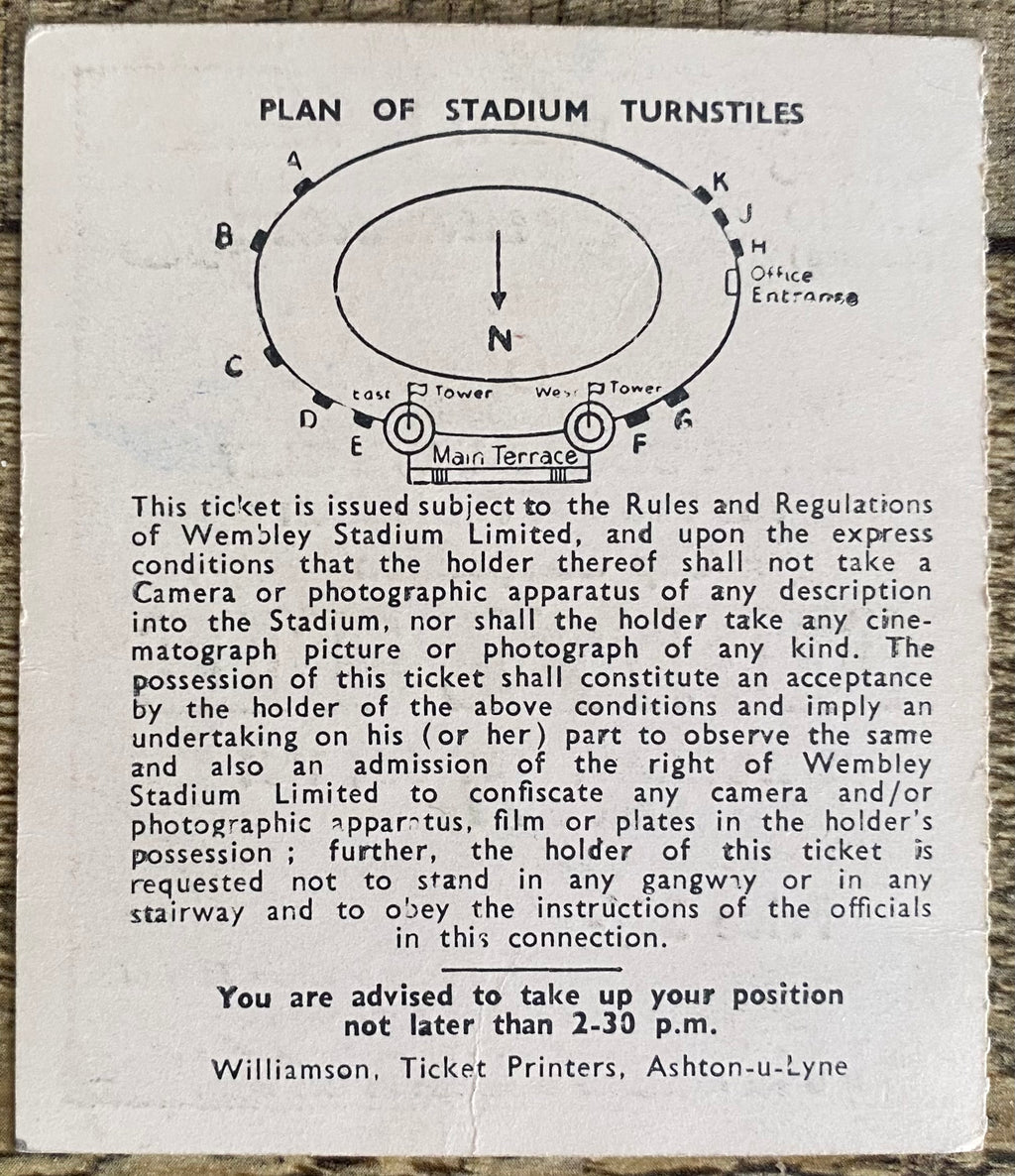 1961 ORIGINAL FA CUP FINAL TICKET TOTTENHAM HOTSPUR V LEICESTER CITY