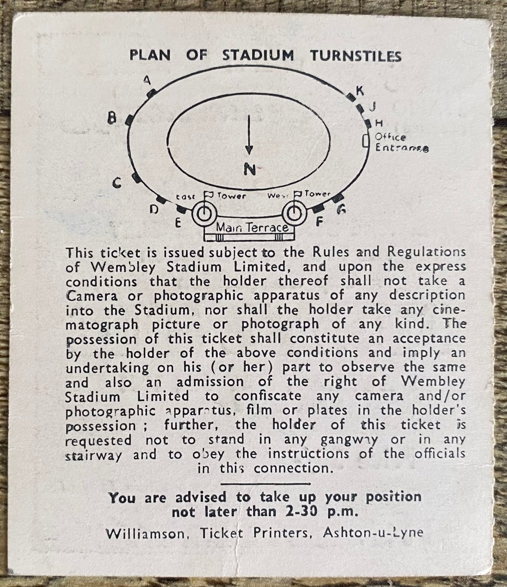 1961 ORIGINAL FA CUP FINAL TICKET TOTTENHAM HOTSPUR V LEICESTER CITY