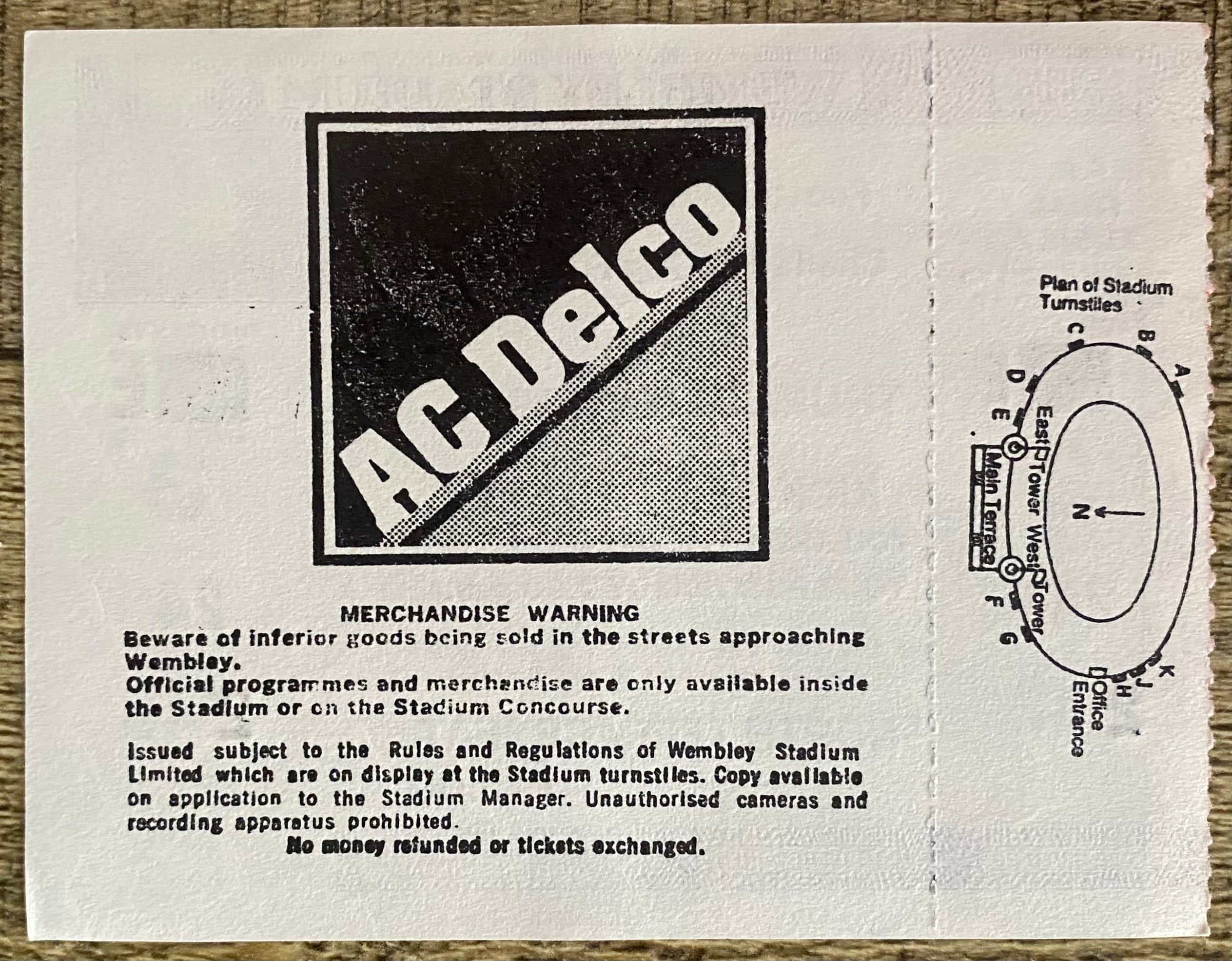 1987 ORIGINAL FA CUP FINAL REPLAY TICKET COVENTRY CITY V TOTTENHAM HOTSPUR