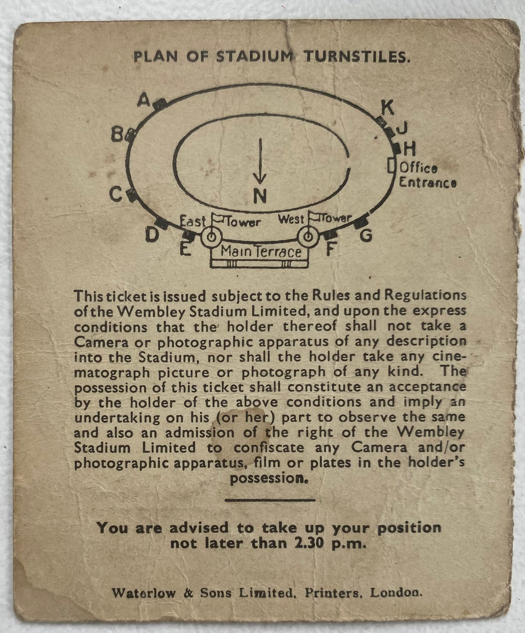 1947 ORIGINAL FA CUP FINAL TICKET CHARLTON ATHLETIC V BURNLEY
