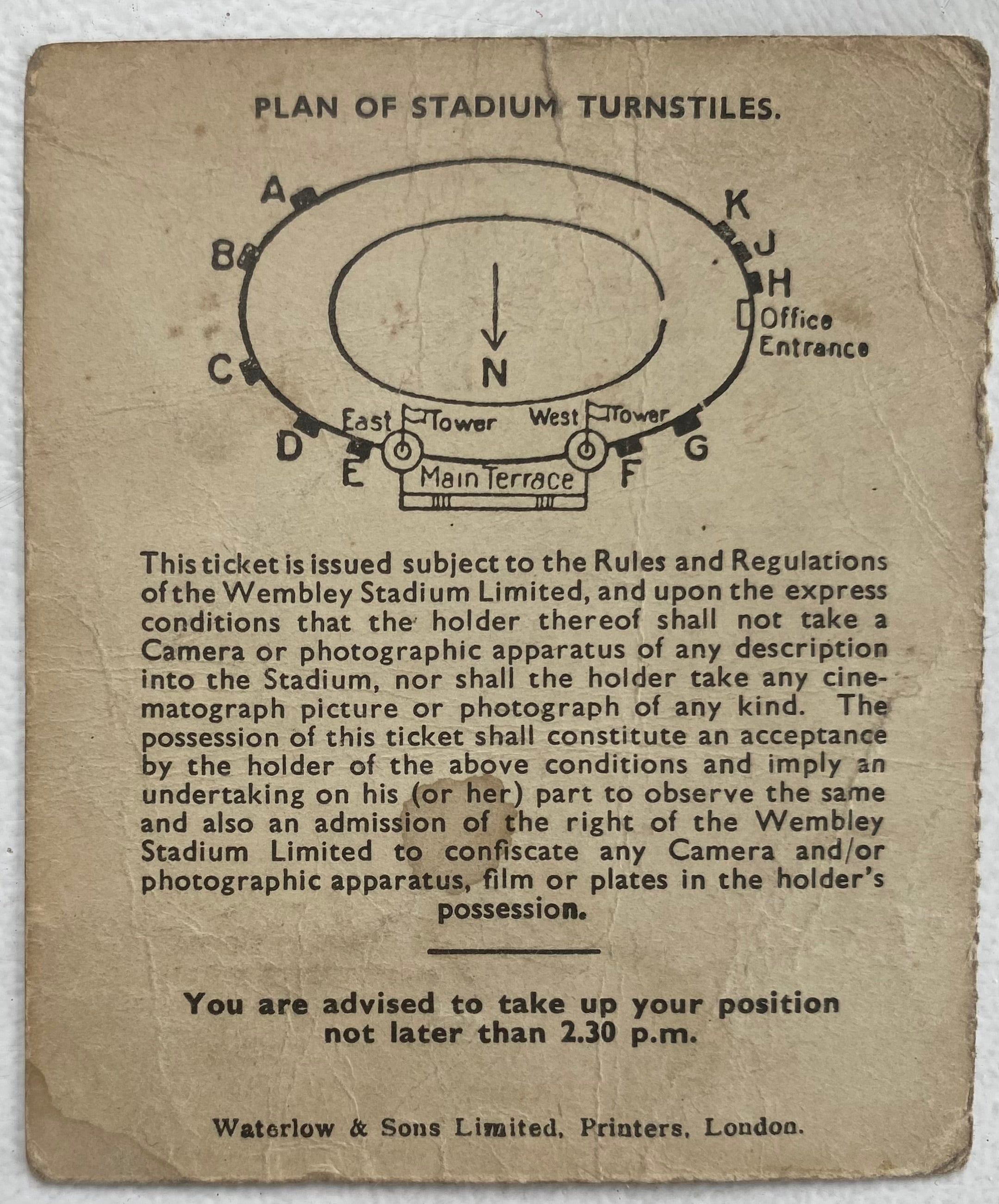 1947 ORIGINAL FA CUP FINAL TICKET CHARLTON ATHLETIC V BURNLEY