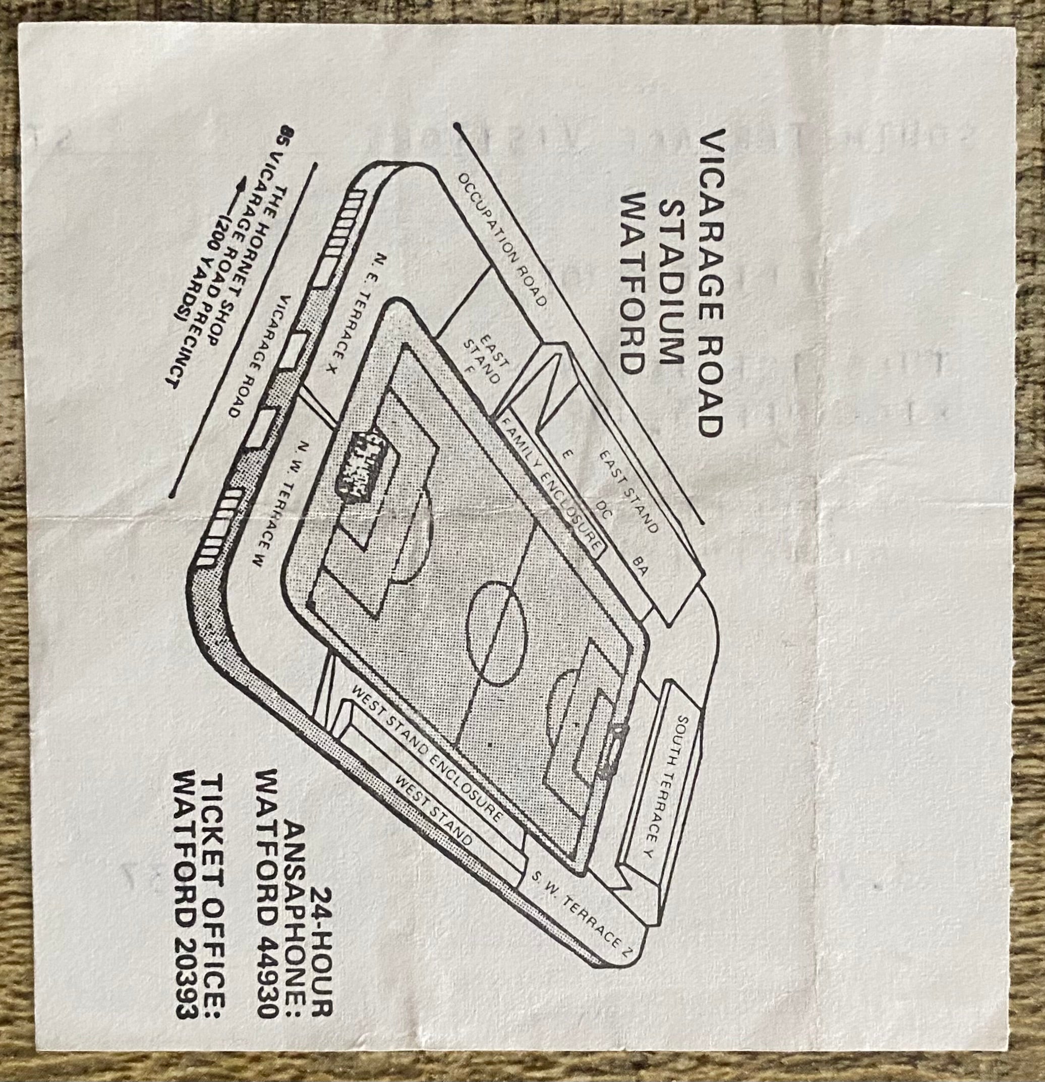 1983/84 ORIGINAL DIVISION ONE TICKET WATFORD V LIVERPOOL