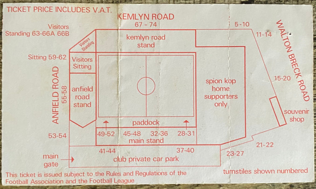 1985/86 ORIGINAL DIVISION ONE TICKET LIVERPOOL V SOUTHAMPTON