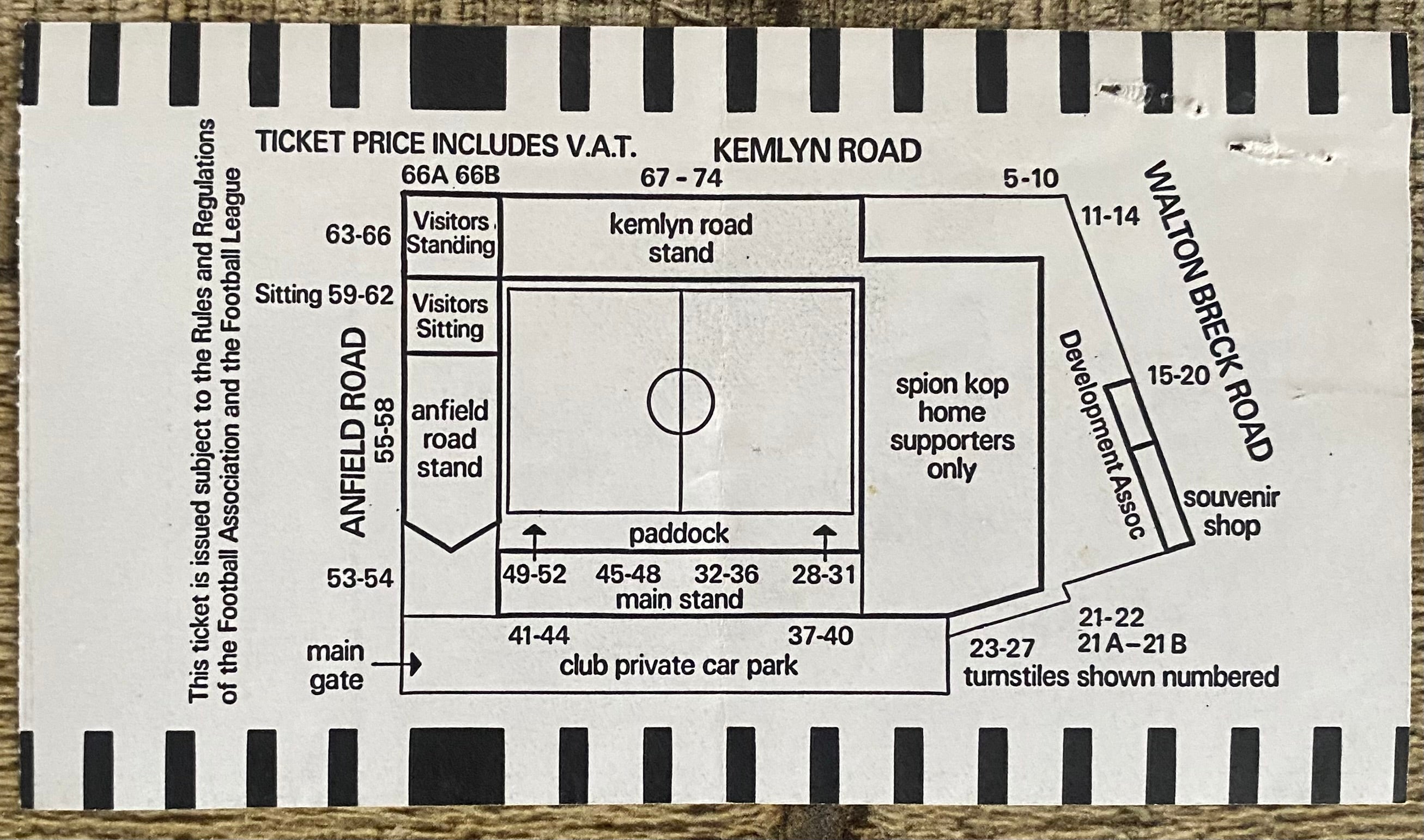 1987/88 ORIGINAL DIVISION ONE TICKET LIVERPOOL V SOUTHAMPTON