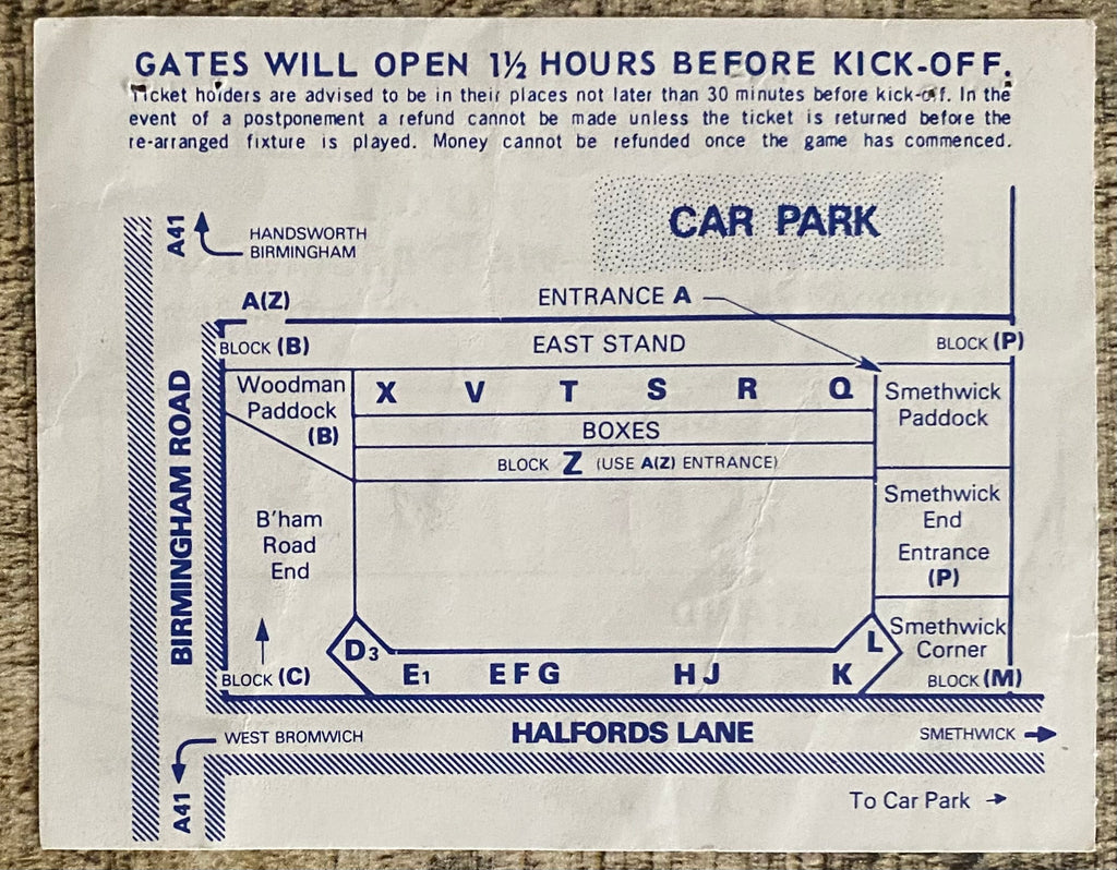 1980/81 ORIGINAL DIVISION ONE TICKET WEST BROMWICH ALBION V LIVERPOOL