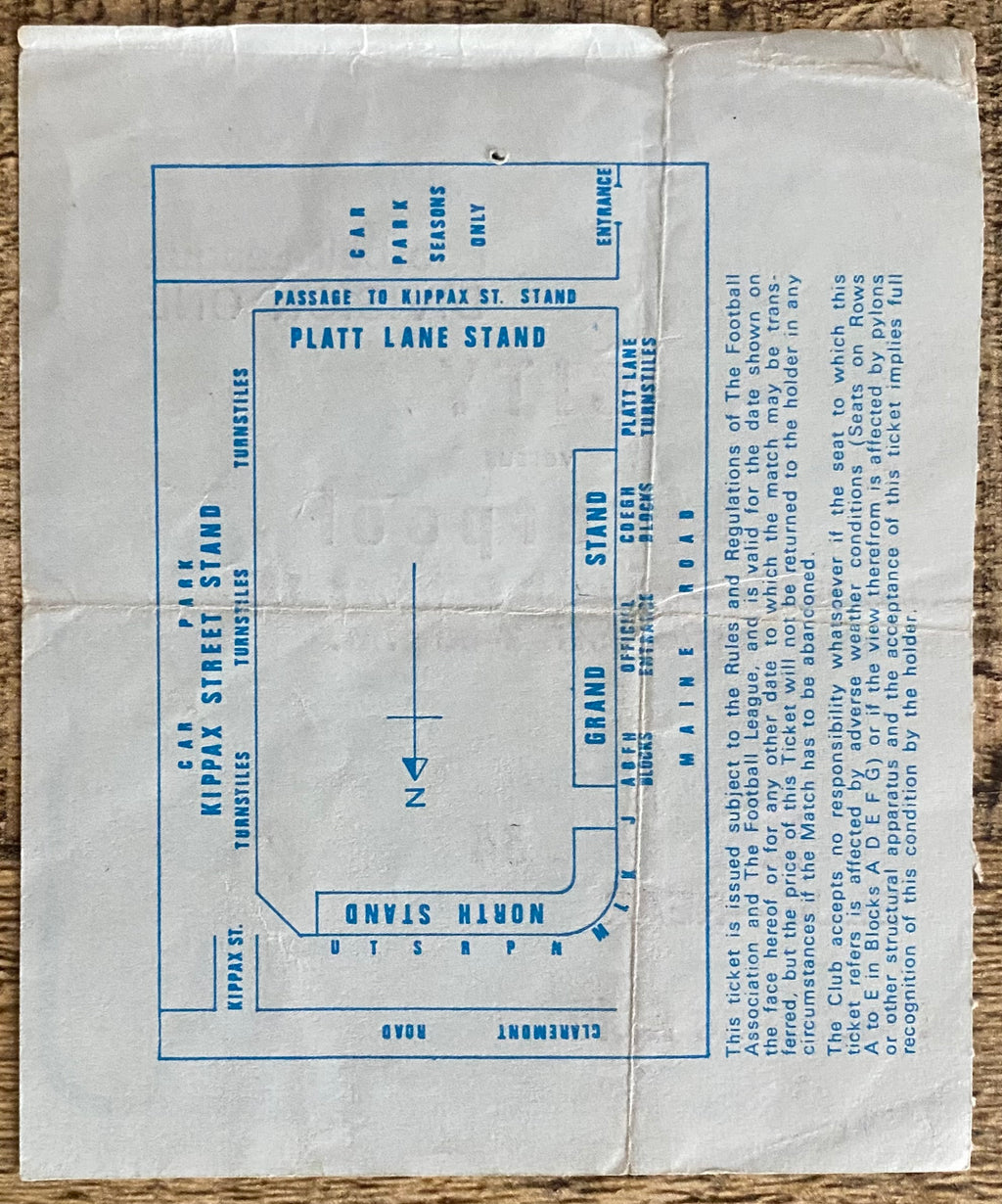 1977/78 ORIGINAL DIVISION ONE TICKET MANCHESTER CITY V LIVERPOOL
