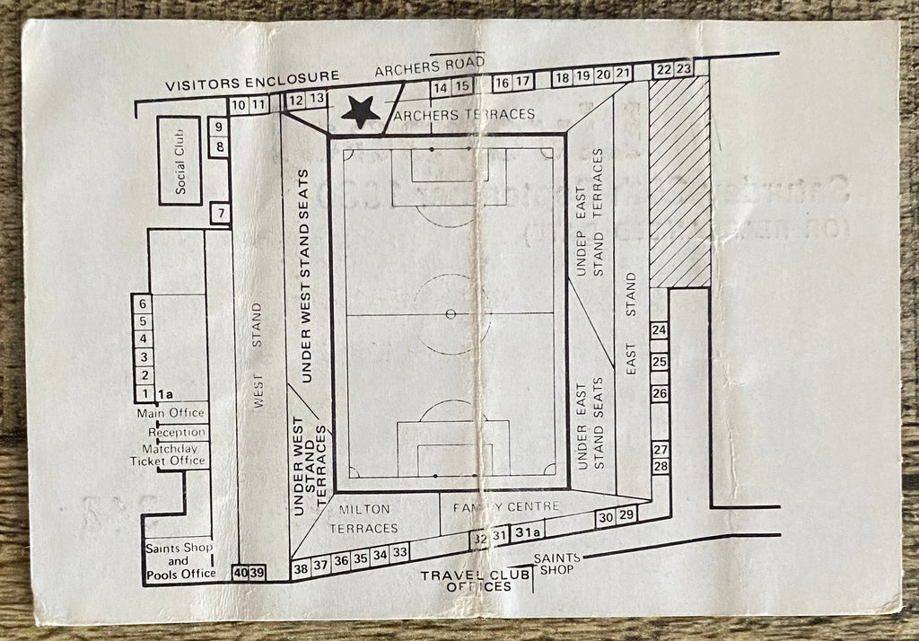 1980/81 ORIGINAL DIVISION ONE TICKET SOUTHAMPTON V LIVERPOOL