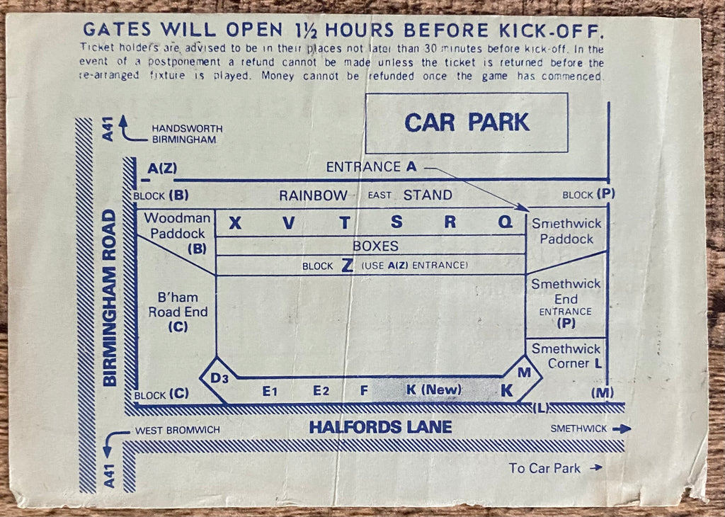 1980/81 ORIGINAL DIVISION ONE TICKET WEST BROMWICH ALBION V LIVERPOOL