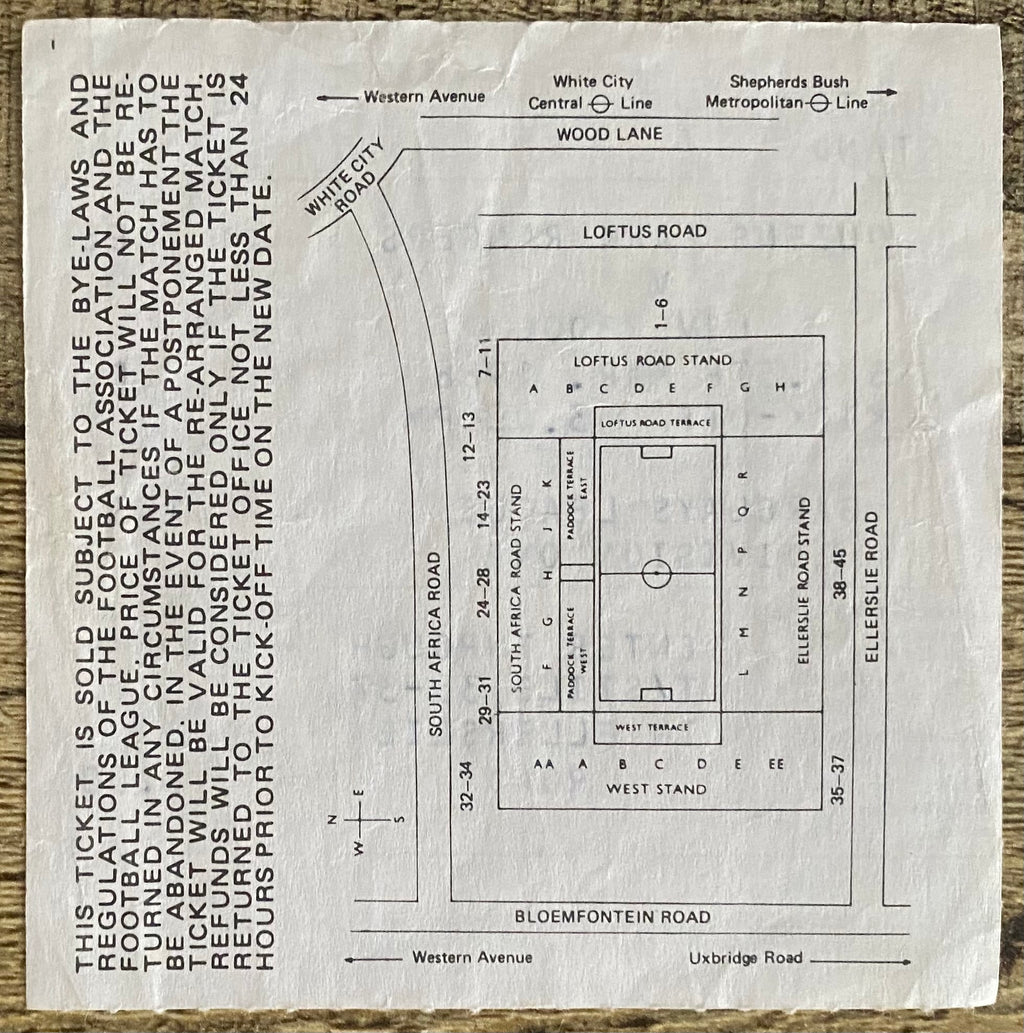 1987/88 ORIGINAL DIVISION ONE TICKET QUEENS PARK RANGERS V LIVERPOOL