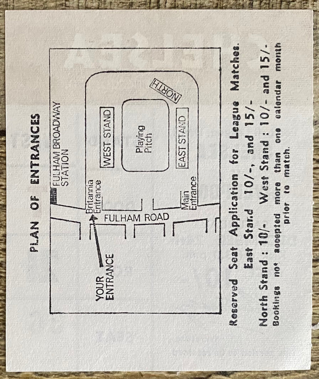 1966/67 ORIGINAL DIVISION ONE TICKET CHELSEA V LIVERPOOL