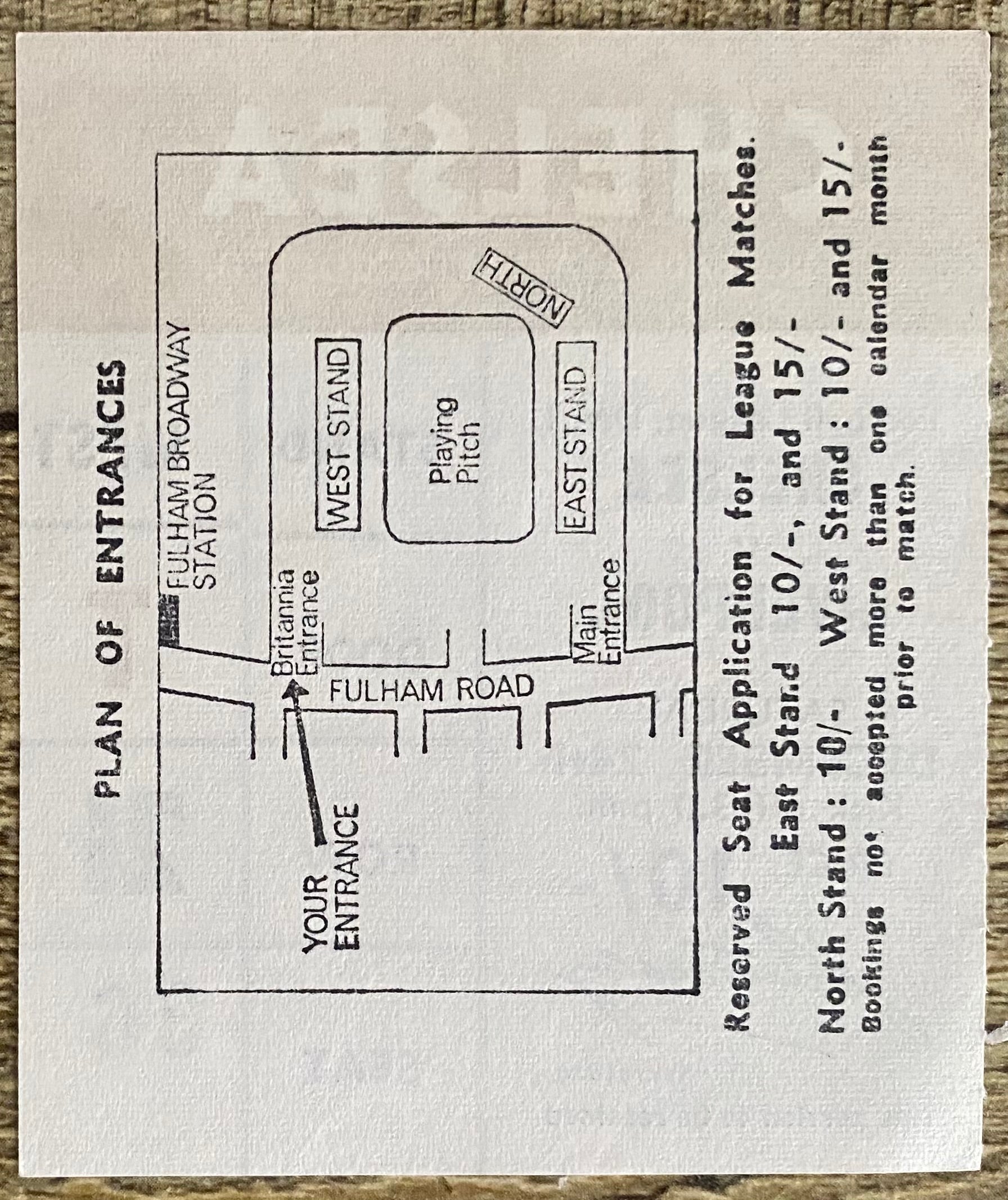 1966/67 ORIGINAL DIVISION ONE TICKET CHELSEA V LIVERPOOL