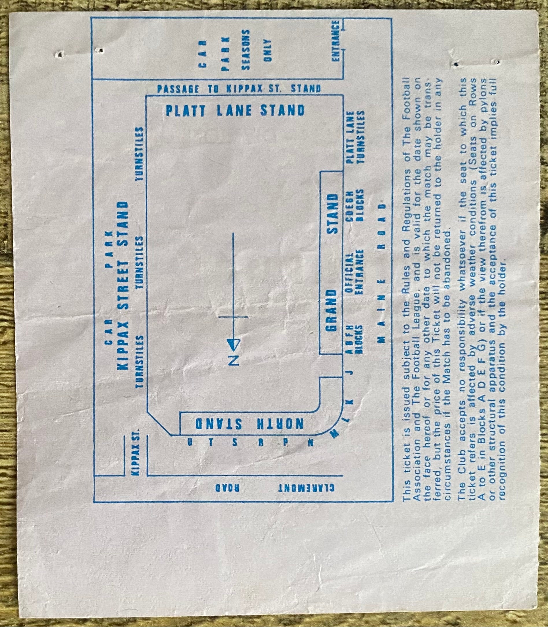 1980/81 ORIGINAL DIVISION ONE TICKET MANCHESTER CITY V LIVERPOOL