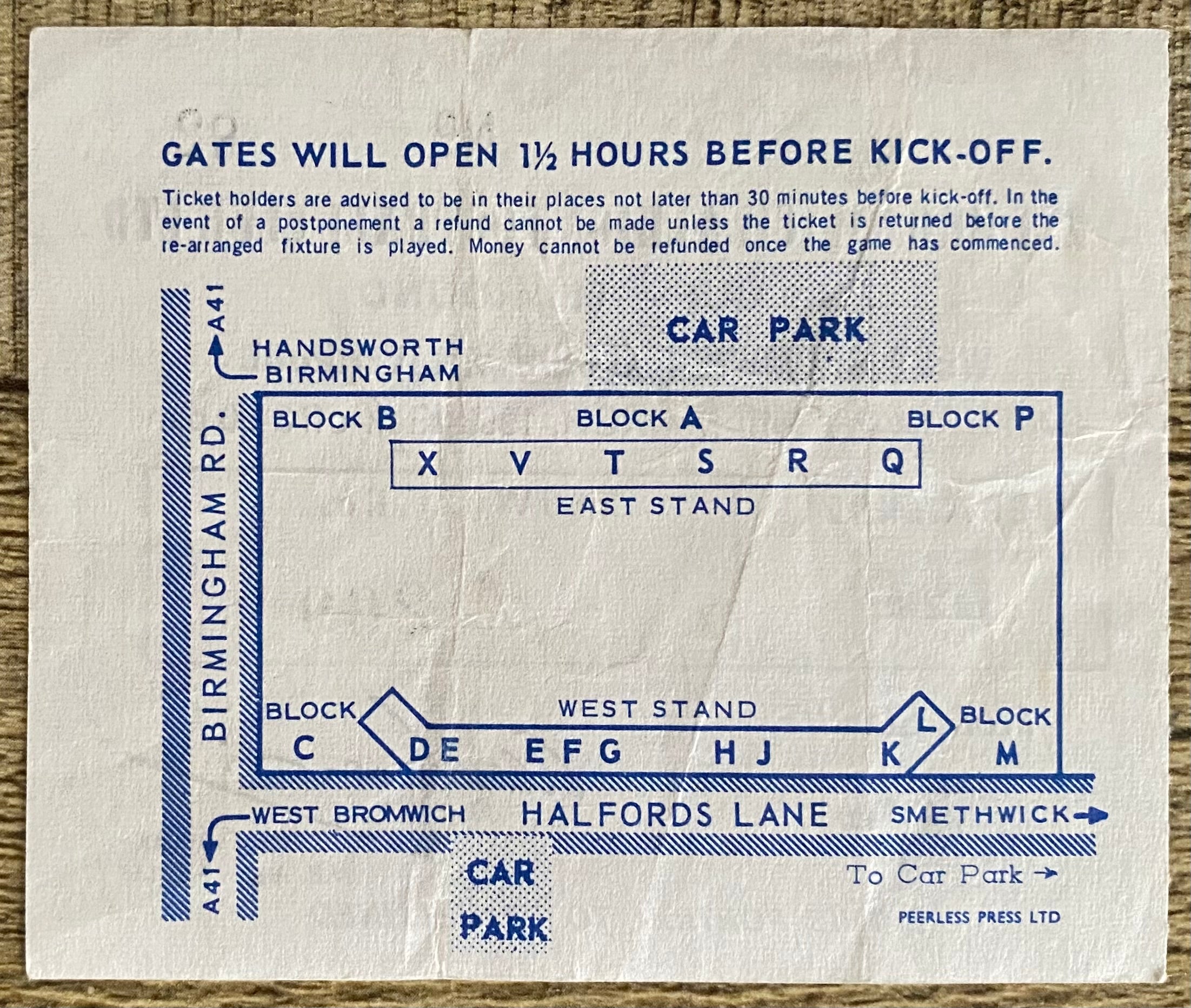1967/68 ORIGINAL FA CUP 6TH ROUND TICKET WEST BROMWICH ALBION V LIVERPOOL