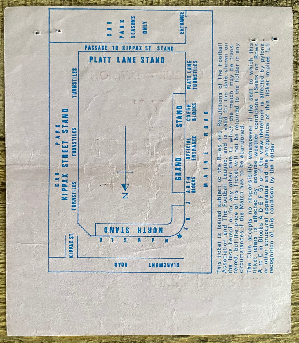1980/81 ORIGINAL DIVISION ONE TICKET MANCHESTER CITY V LIVERPOOL