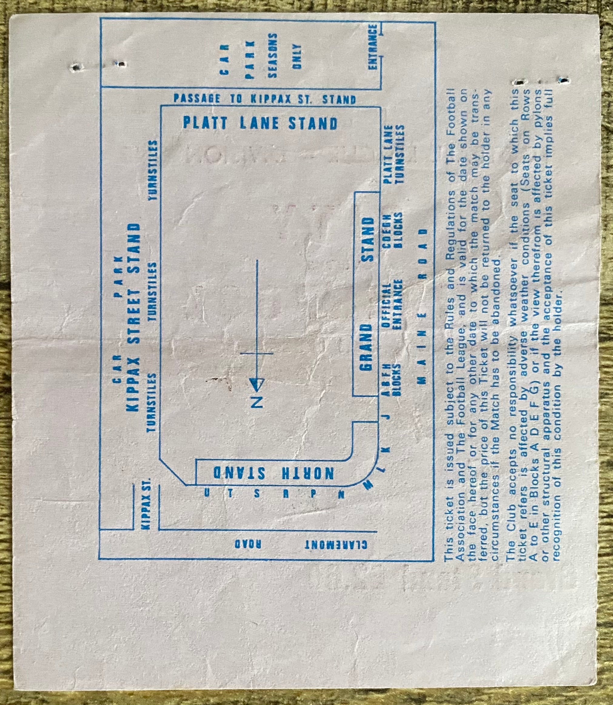 1980/81 ORIGINAL DIVISION ONE TICKET MANCHESTER CITY V LIVERPOOL