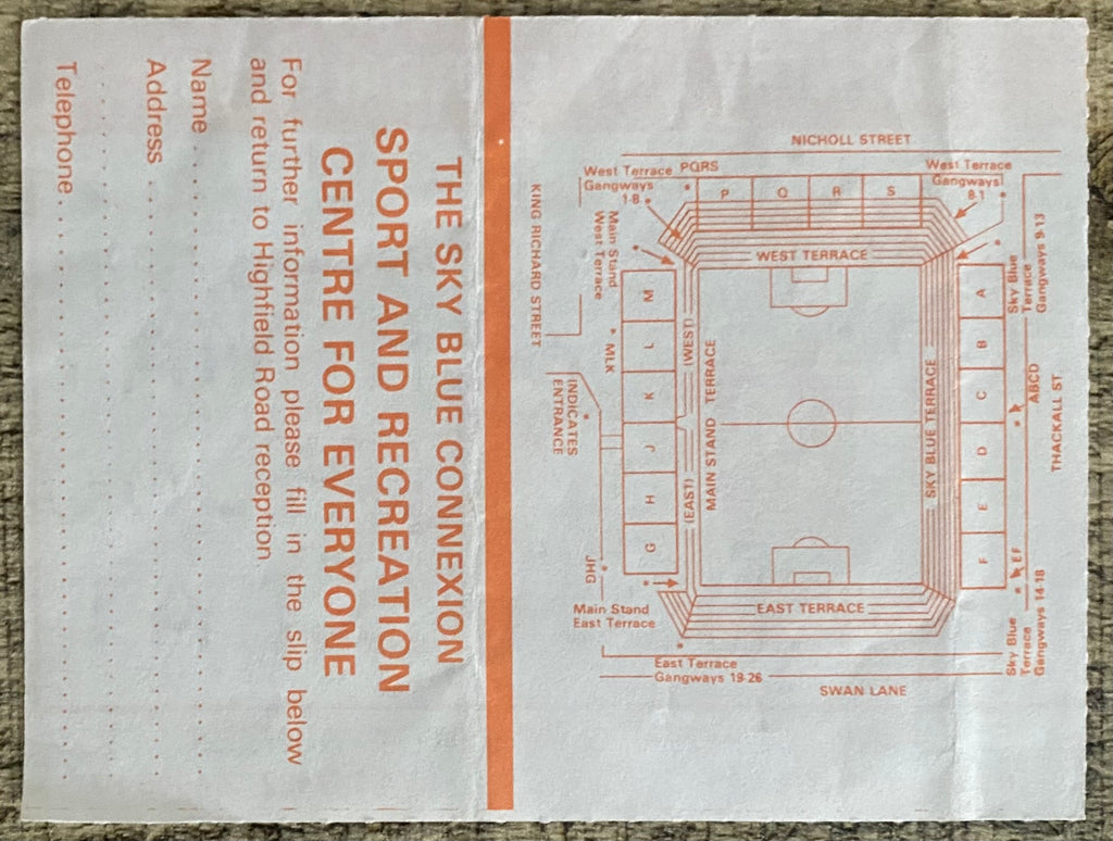 1984/85 ORIGINAL DIVISION ONE TICKET COVENTRY CITY V LIVERPOOL