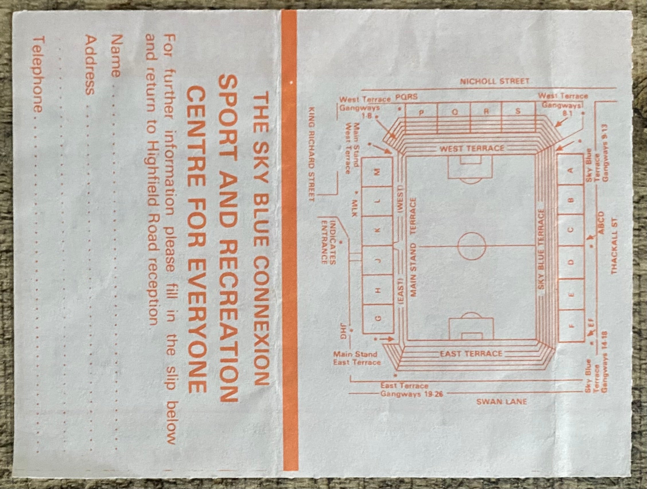 1984/85 ORIGINAL DIVISION ONE TICKET COVENTRY CITY V LIVERPOOL