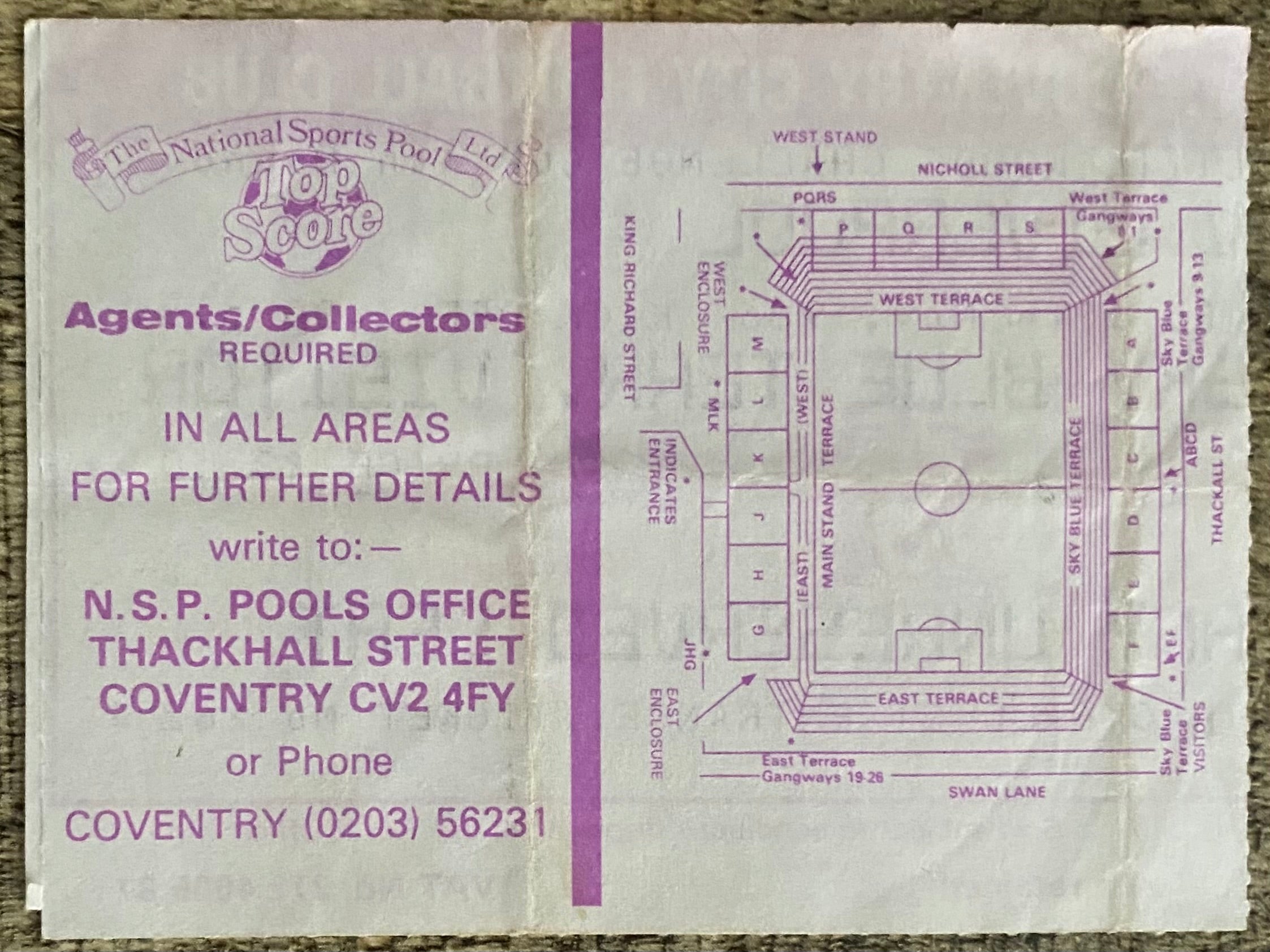 1986/87 ORIGINAL LITTLEWOODS CUP 4TH  TICKET COVENTRY CITY V LIVERPOOL