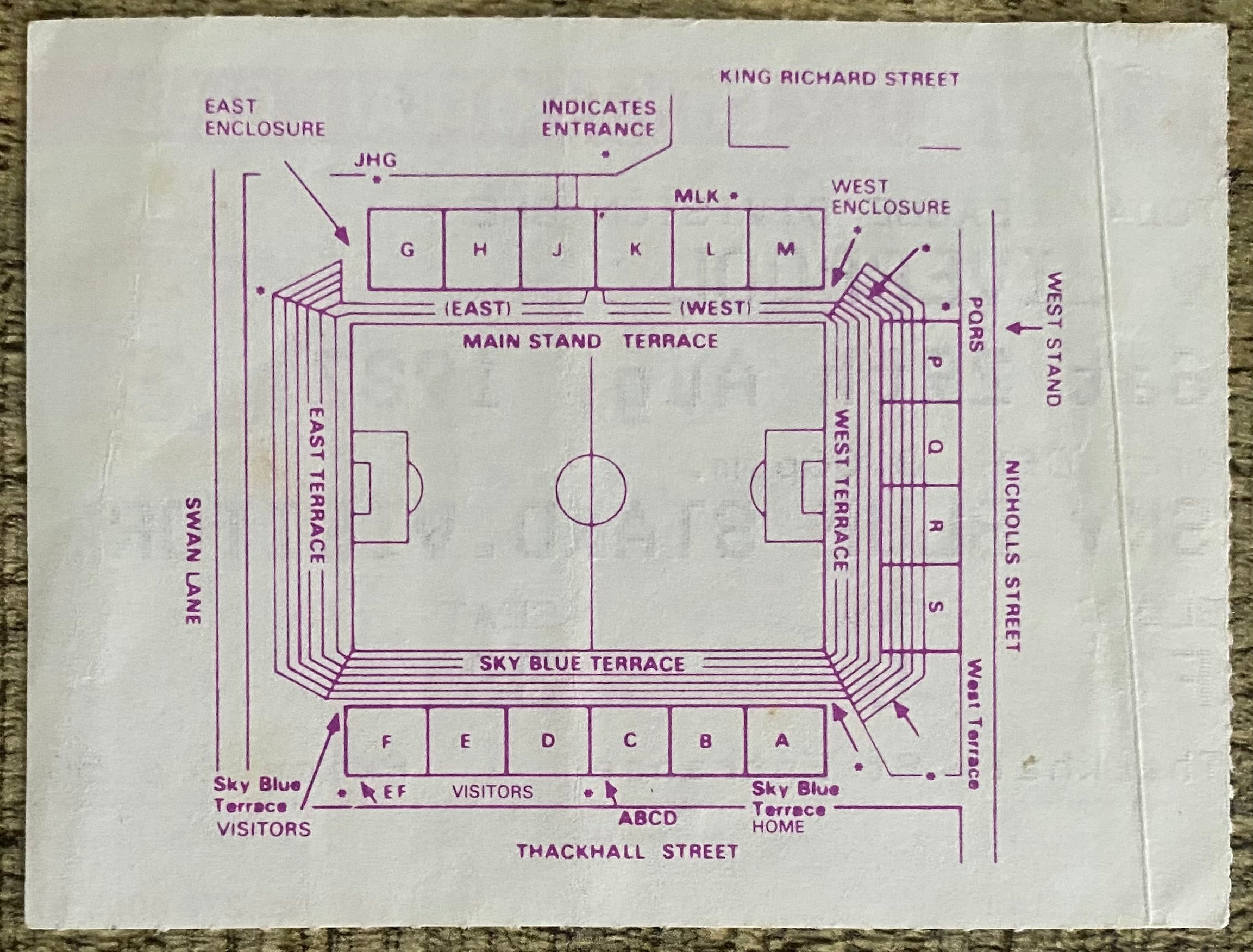 1987/88 ORIGINAL DIVISION ONE TICKET COVENTRY CITY V LIVERPOOL