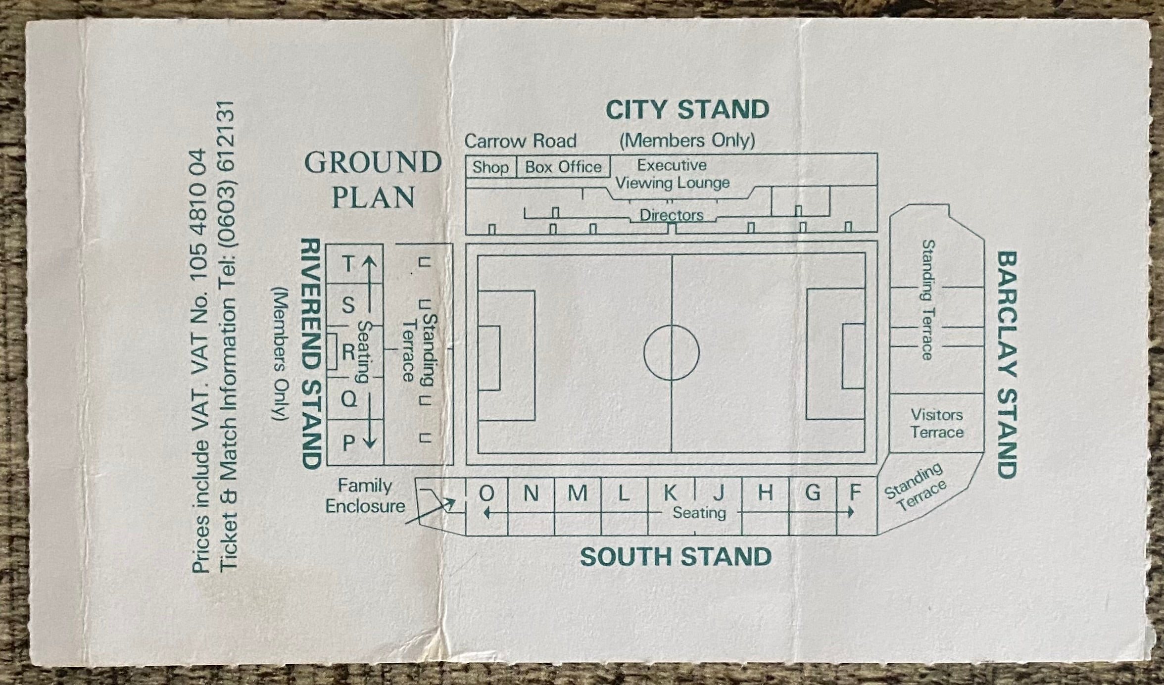 1988/89 ORIGINAL DIVISION ONE TICKET NORWICH CITY V LIVERPOOL