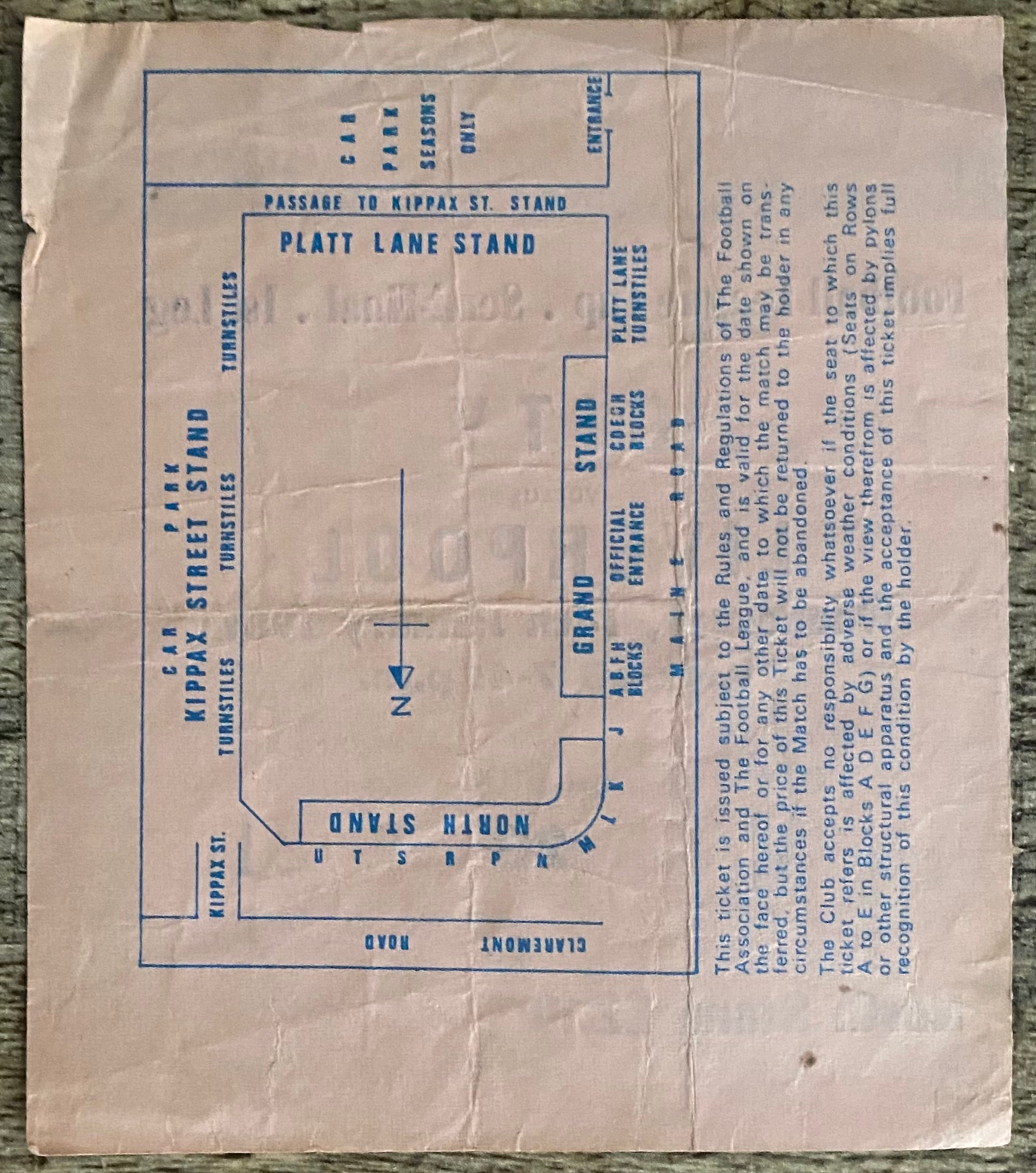 1980/81 ORIGINAL LEAGUE CUP SEMI FINAL 1ST LEG TICKET MANCHESTER CITY V LIVERPOOL