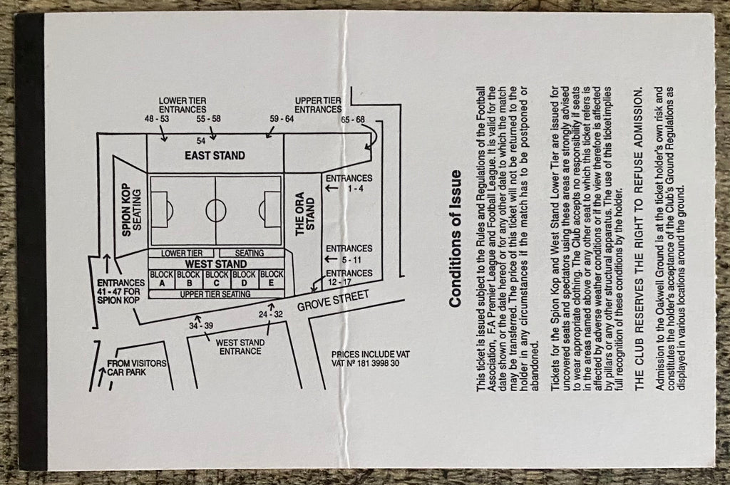 1997/98 ORIGINAL FA PREMIERSHIP TICKET BARNSLEY V LIVERPOOL