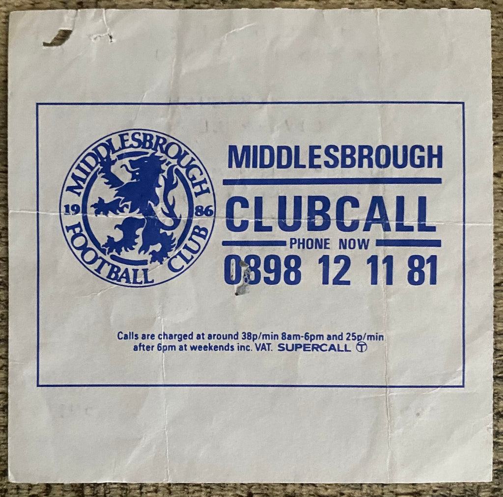 1988/89 ORIGINAL DIVISION ONE TICKET MIDDLESBROUGH V LIVERPOOL