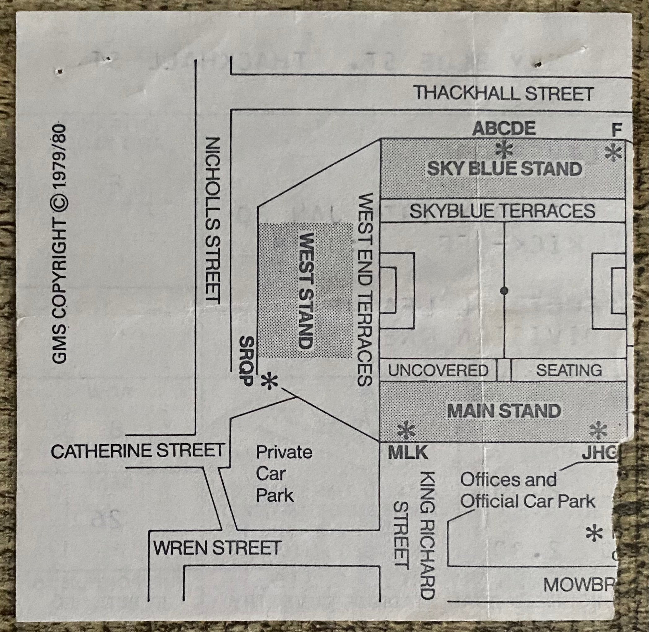 1979/80 ORIGINAL DIVISION ONE TICKET COVENTRY CITY V LIVERPOOL