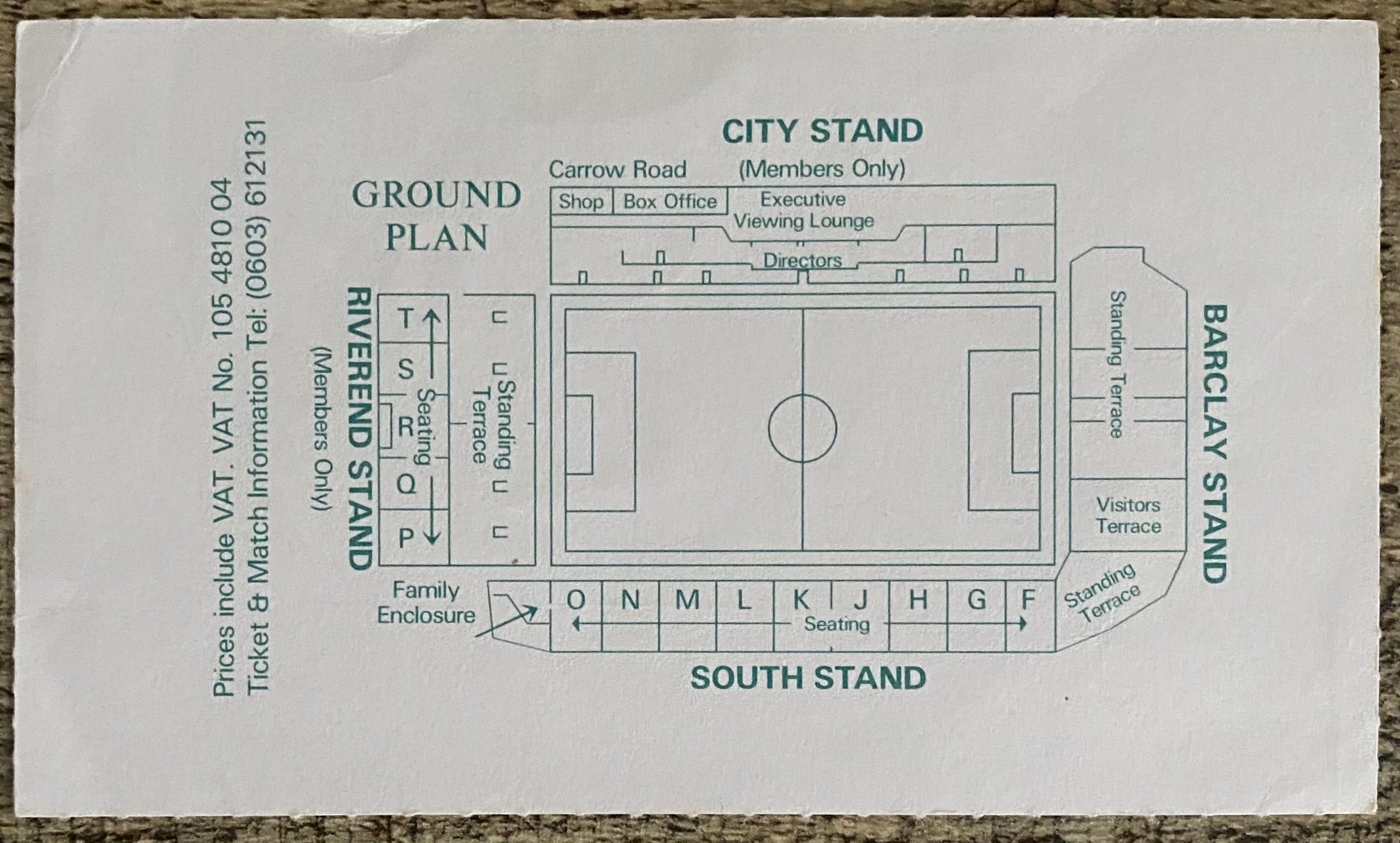 1987/88 ORIGINAL DIVISION ONE TICKET NORWICH CITY V LIVERPOOL